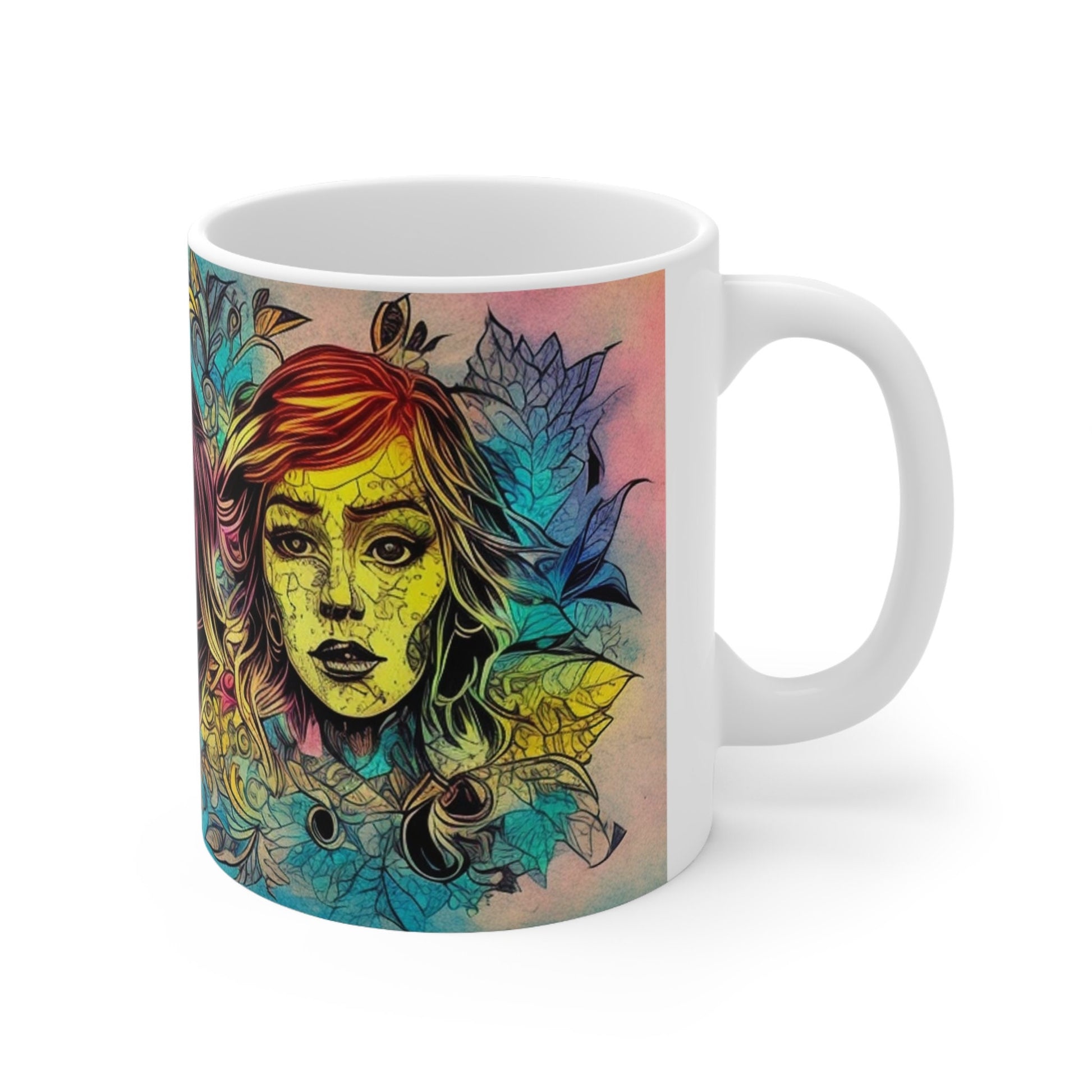 Vibrant Souls Entwined Mug, Ceramic Coffee Cup, Artistic Love Design, Gift Idea