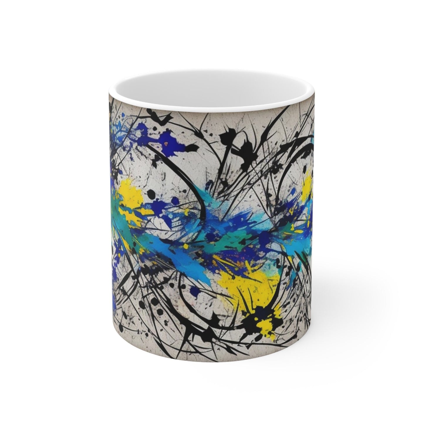 Chromatic Impulse Artistic Mug, Colorful Abstract Art Coffee Cup, Unique Painterly Drinkware, Creative Home Office Decor, Art Lover Gift