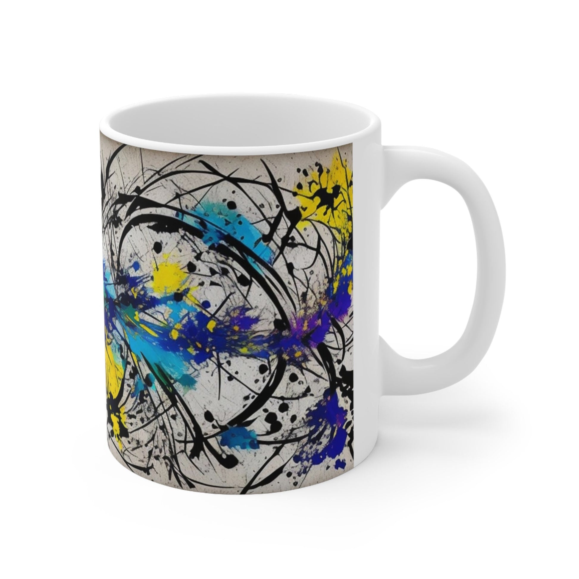 Chromatic Impulse Artistic Mug, Colorful Abstract Art Coffee Cup, Unique Painterly Drinkware, Creative Home Office Decor, Art Lover Gift