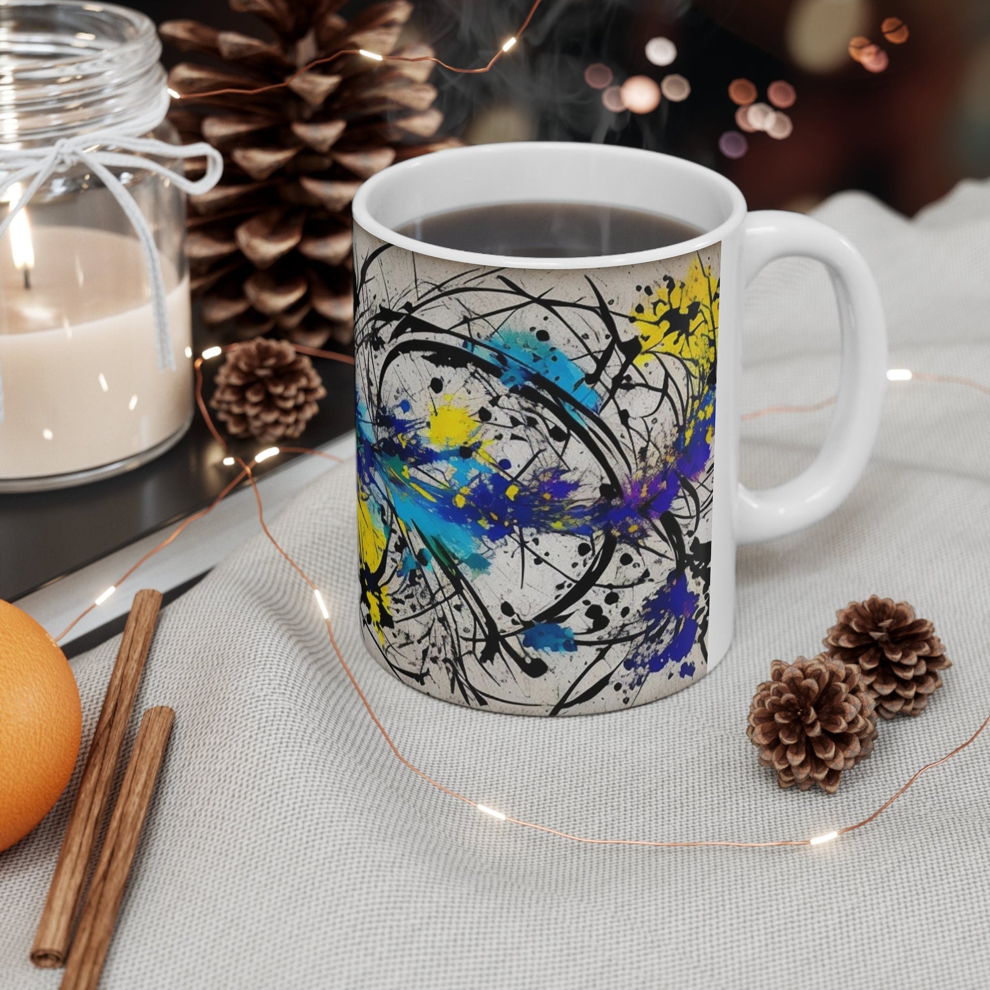 Chromatic Impulse Artistic Mug, Colorful Abstract Art Coffee Cup, Unique Painterly Drinkware, Creative Home Office Decor, Art Lover Gift