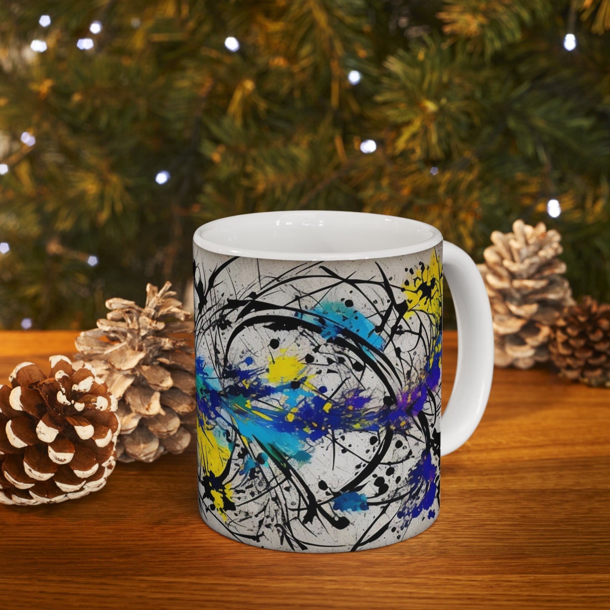 Chromatic Impulse Artistic Mug, Colorful Abstract Art Coffee Cup, Unique Painterly Drinkware, Creative Home Office Decor, Art Lover Gift