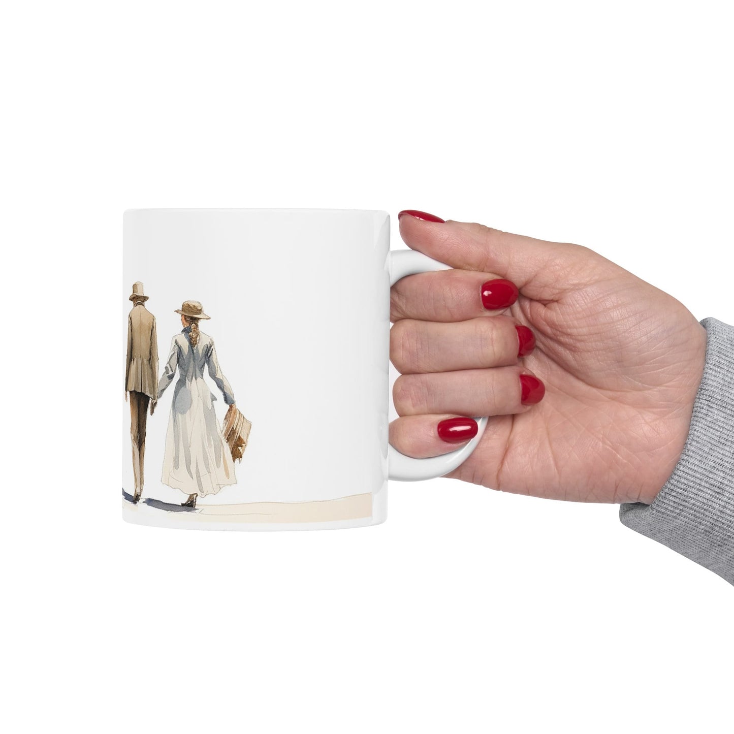 Renaissance Family Art Ceramic Mug, Watercolor Print, 11 oz White Ceramic, BPA-free, Microwave Safe, Unique Gift for Art Lovers