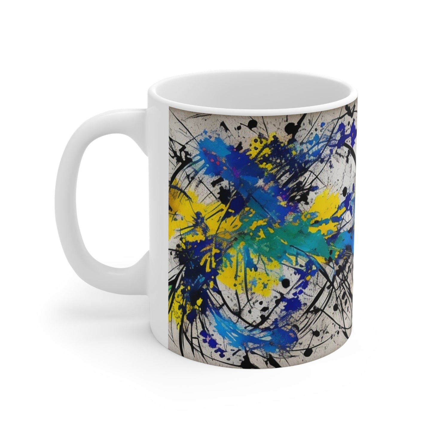 Chromatic Impulse Artistic Mug, Colorful Abstract Art Coffee Cup, Unique Painterly Drinkware, Creative Home Office Decor, Art Lover Gift