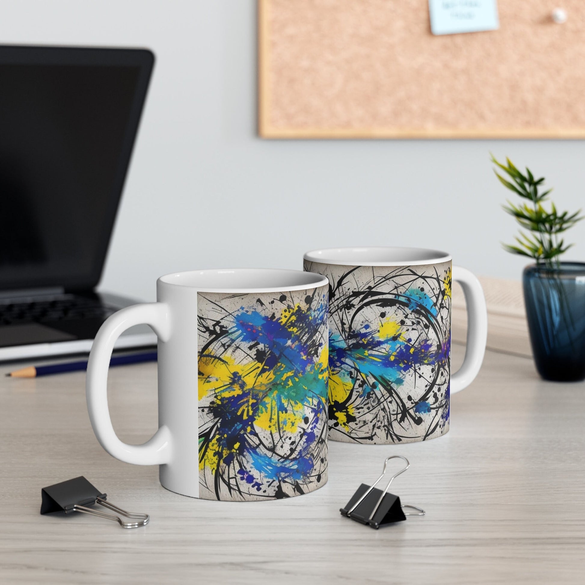 Chromatic Impulse Artistic Mug, Colorful Abstract Art Coffee Cup, Unique Painterly Drinkware, Creative Home Office Decor, Art Lover Gift