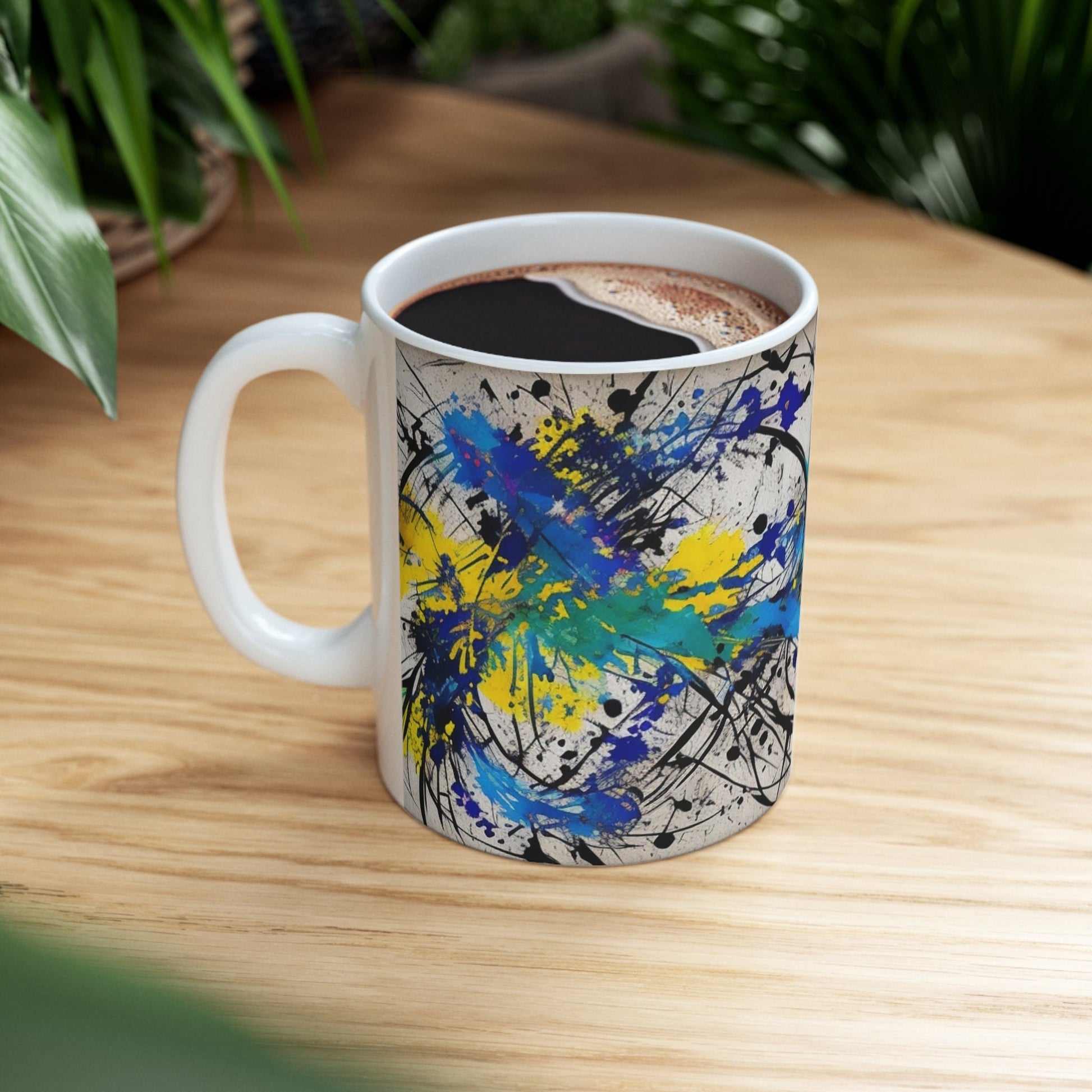 Chromatic Impulse Artistic Mug, Colorful Abstract Art Coffee Cup, Unique Painterly Drinkware, Creative Home Office Decor, Art Lover Gift