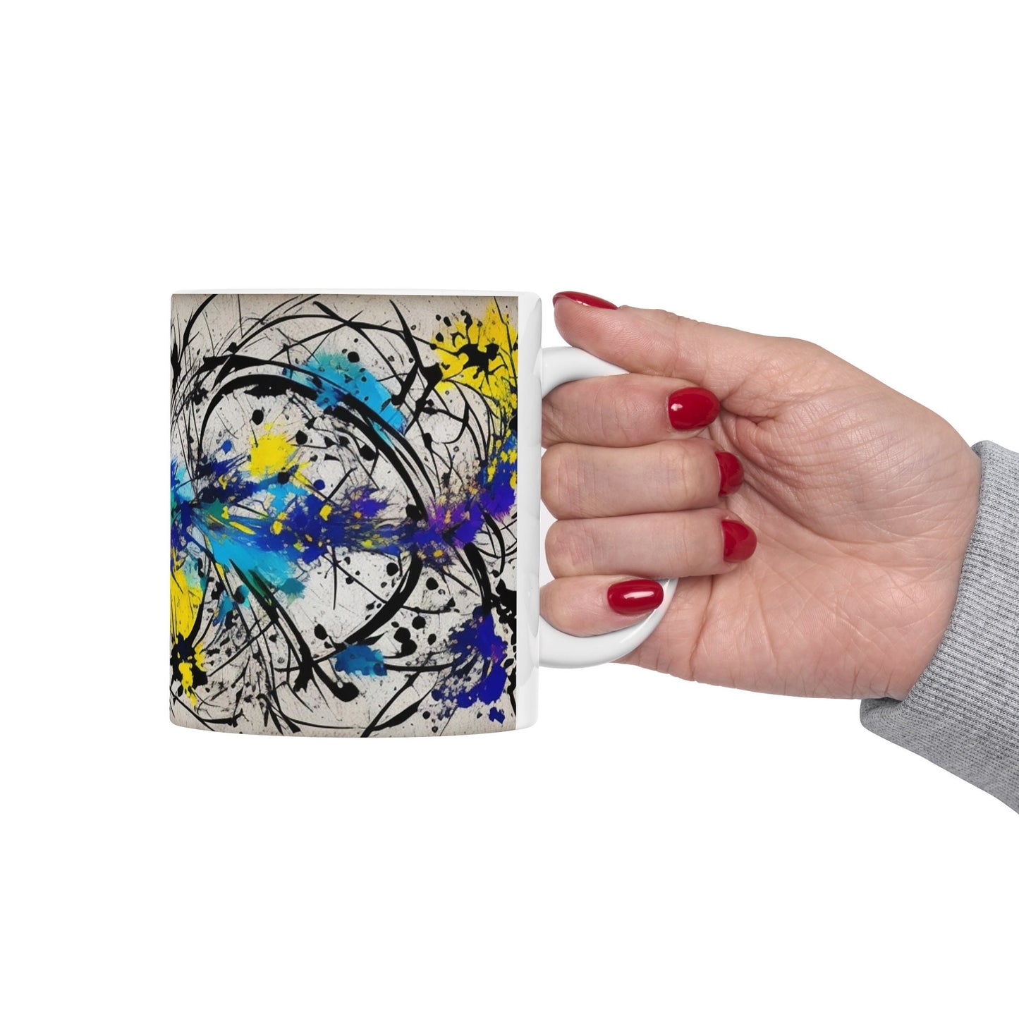 Chromatic Impulse Artistic Mug, Colorful Abstract Art Coffee Cup, Unique Painterly Drinkware, Creative Home Office Decor, Art Lover Gift