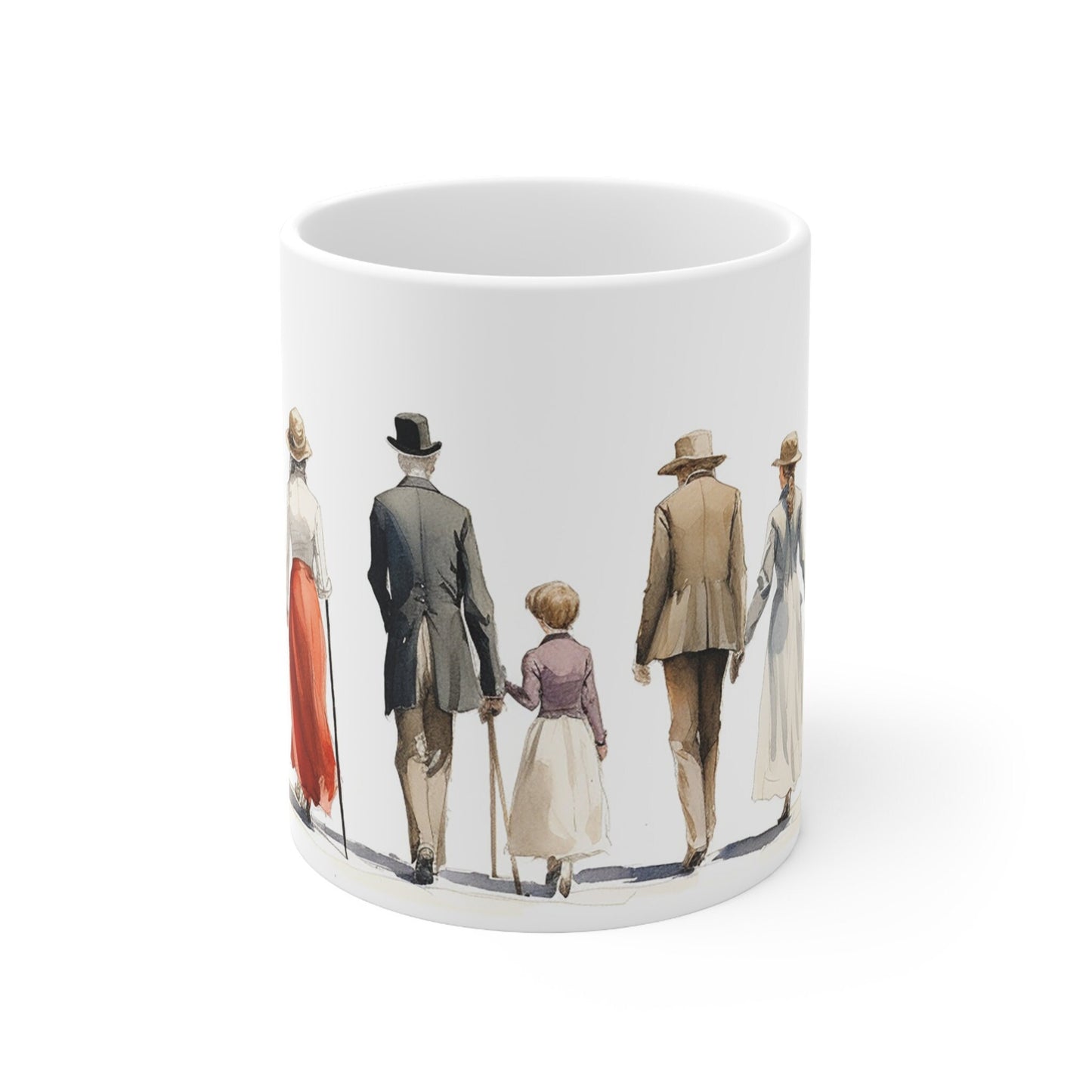 Renaissance Family Art Ceramic Mug, Watercolor Print, 11 oz White Ceramic, BPA-free, Microwave Safe, Unique Gift for Art Lovers