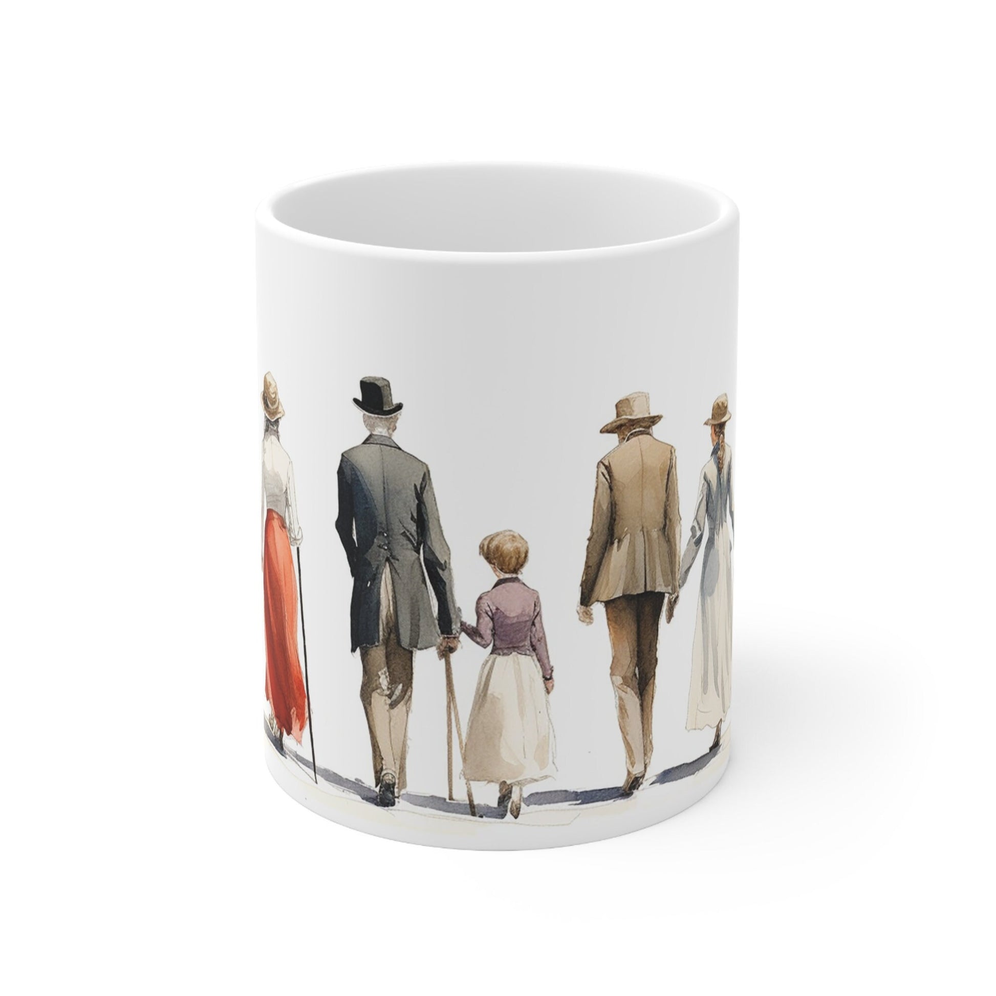 Renaissance Family Art Ceramic Mug, Watercolor Print, 11 oz White Ceramic, BPA-free, Microwave Safe, Unique Gift for Art Lovers