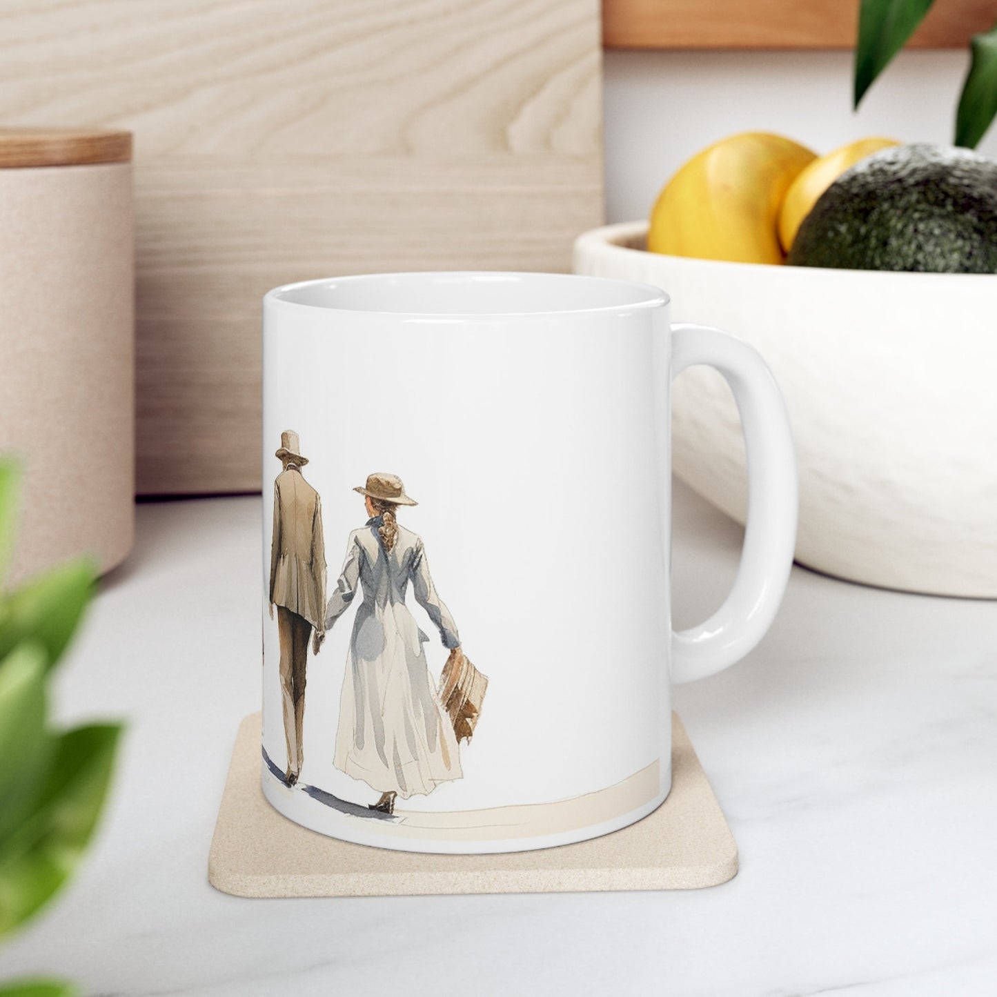 Renaissance Family Art Ceramic Mug, Watercolor Print, 11 oz White Ceramic, BPA-free, Microwave Safe, Unique Gift for Art Lovers