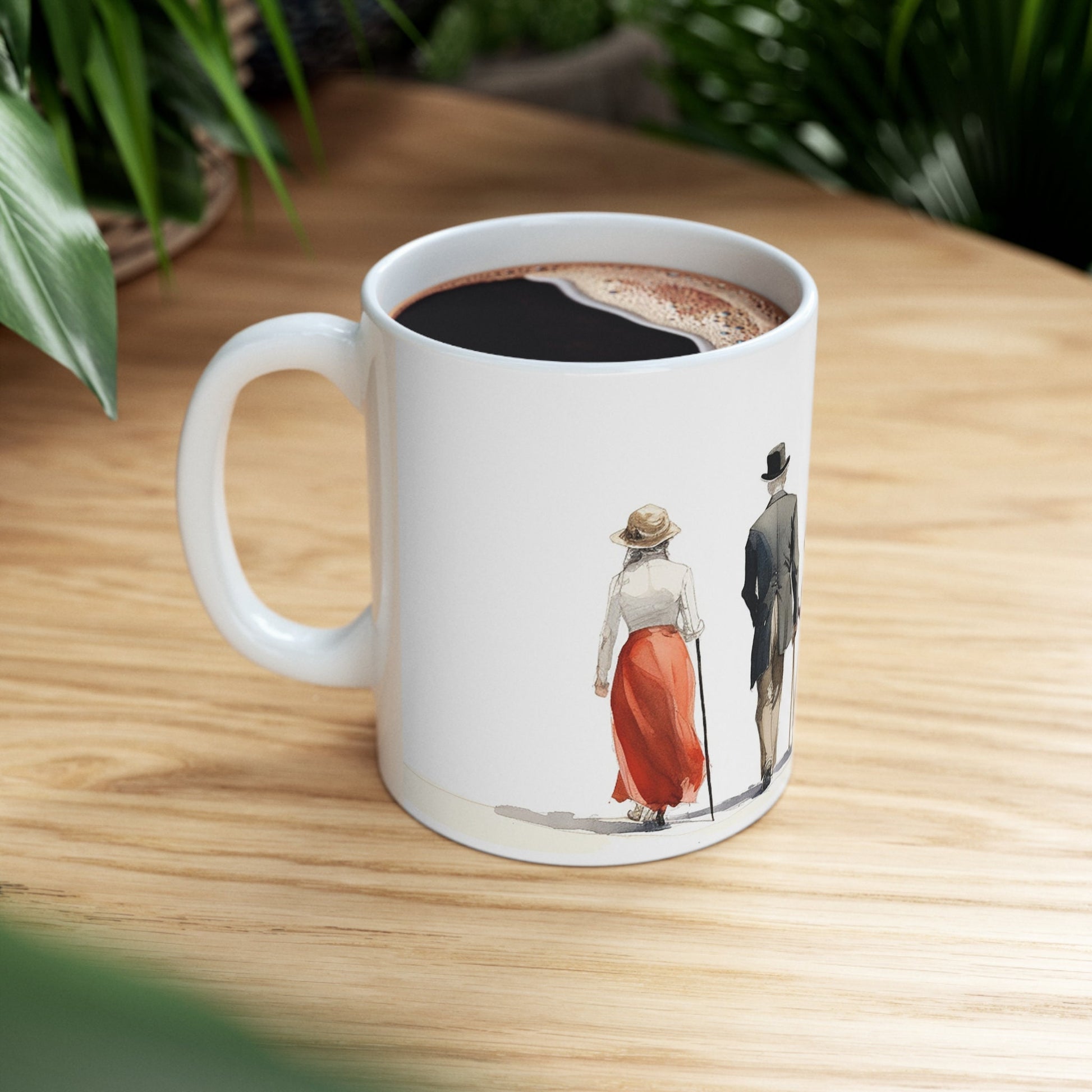 Renaissance Family Art Ceramic Mug, Watercolor Print, 11 oz White Ceramic, BPA-free, Microwave Safe, Unique Gift for Art Lovers