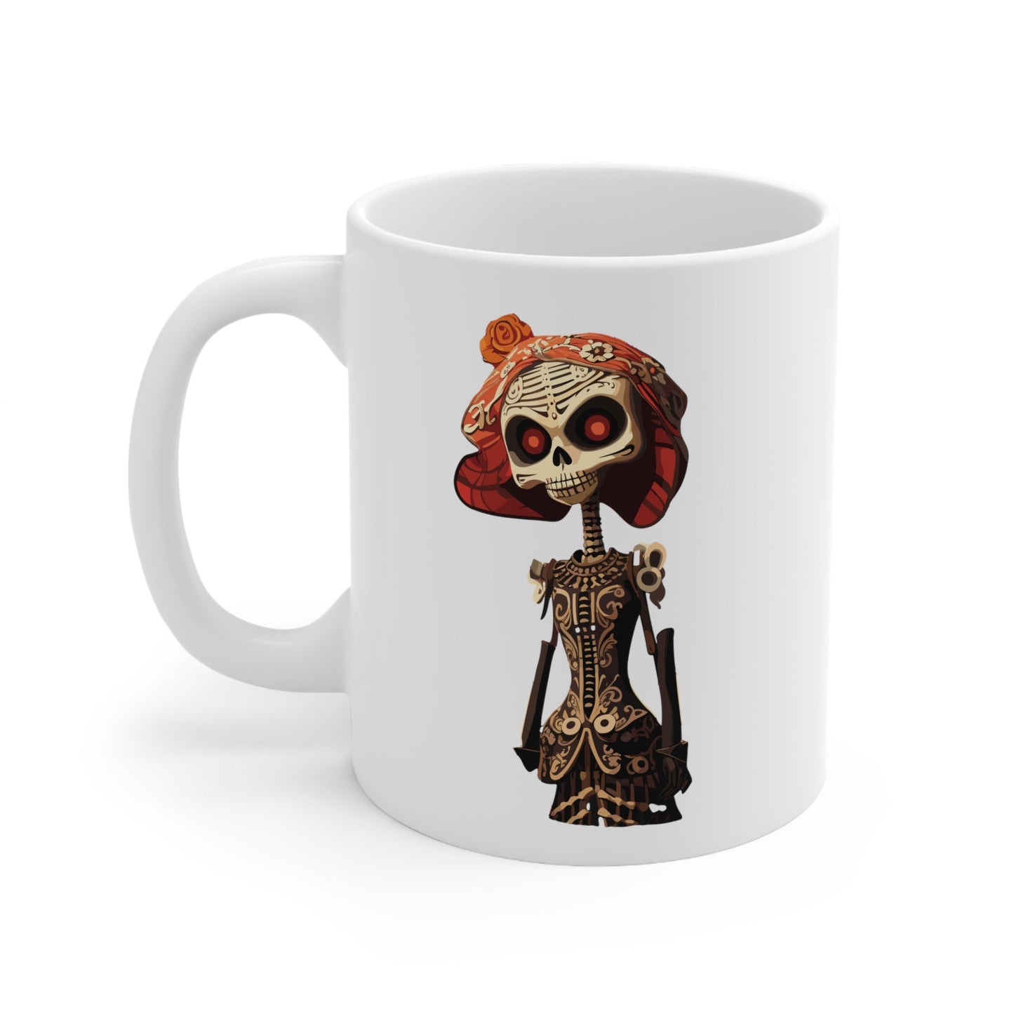 Elegant Day of the Dead Mug, Traditional Día de Muertos Coffee Cup, Ornate Skeleton Artwork, Cultural Heritage Kitchen Decor, Unique Gift