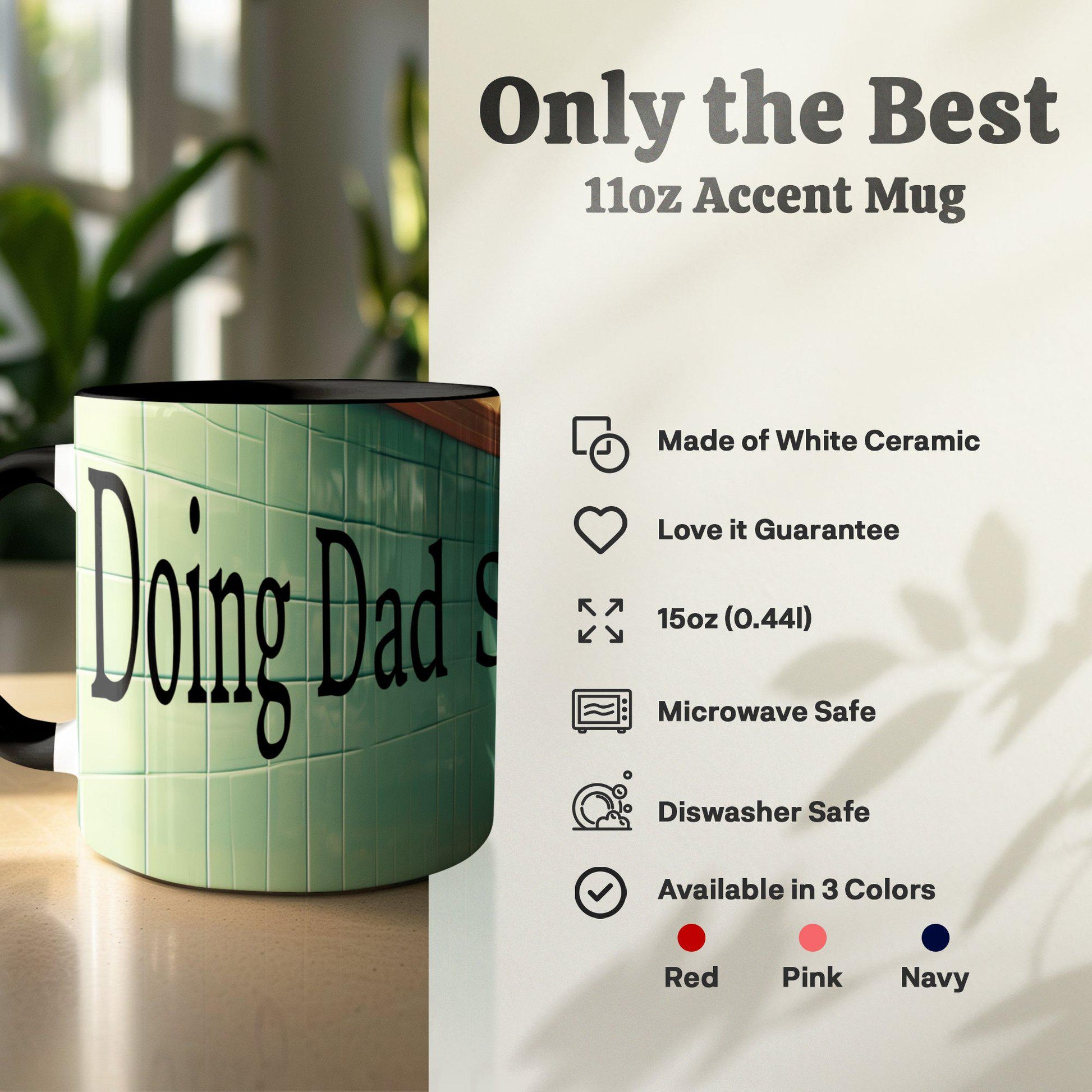 Funny Skeleton Mug, Doing Dad Shit, Design Skelly Humor Ceramic Coffee Cup Unique Gift Idea for Dad, Accent Colors Mug