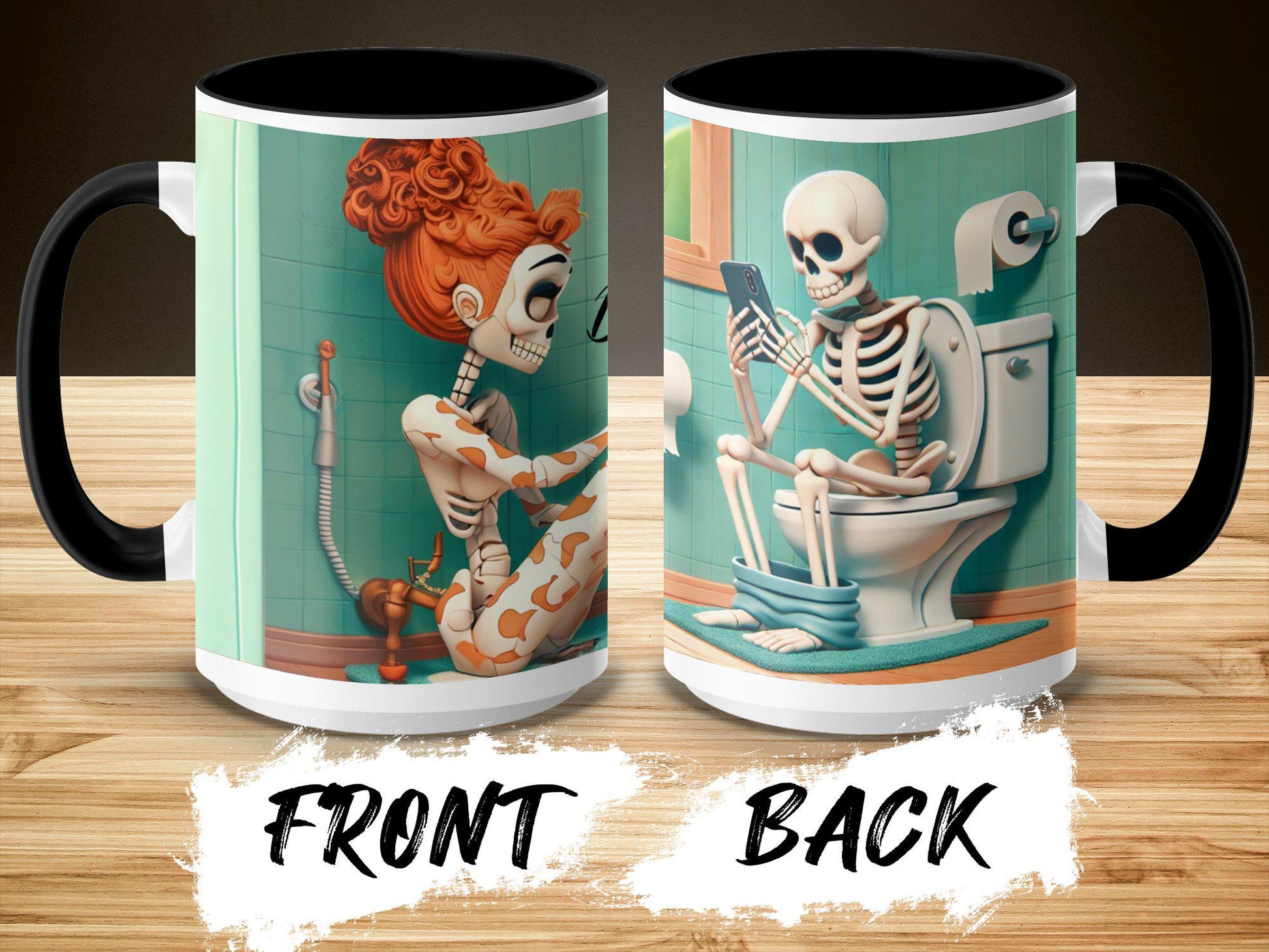 Funny Skeleton Mug, Doing Dad Shit Mug, Funny Skeleton Mug, Skeleton Playing on Phone, Unique Skeleton Coffee Cup, Accent Colors Mug