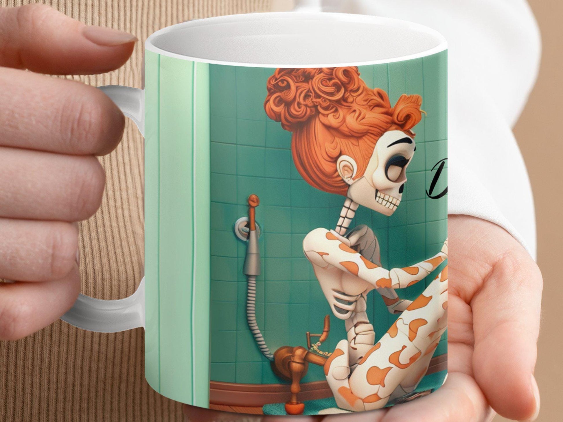 Funny Skeleton Mug, Skeleton on Toilet Mug, Humor Skeleton Bathroom Mug, Skeleton Playing on Phone, Doing That Shit Mug, Doing that Shit