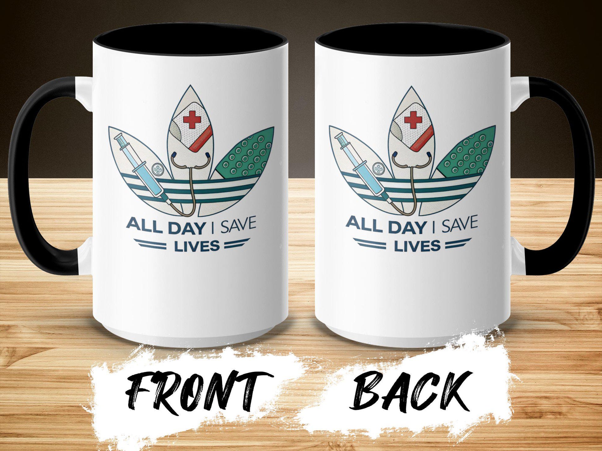 Medical Hero Mug - All Day I Save Lives Design, 11oz & 15oz Ceramic Mug, White or Accent Colors, Nurse Gift Idea