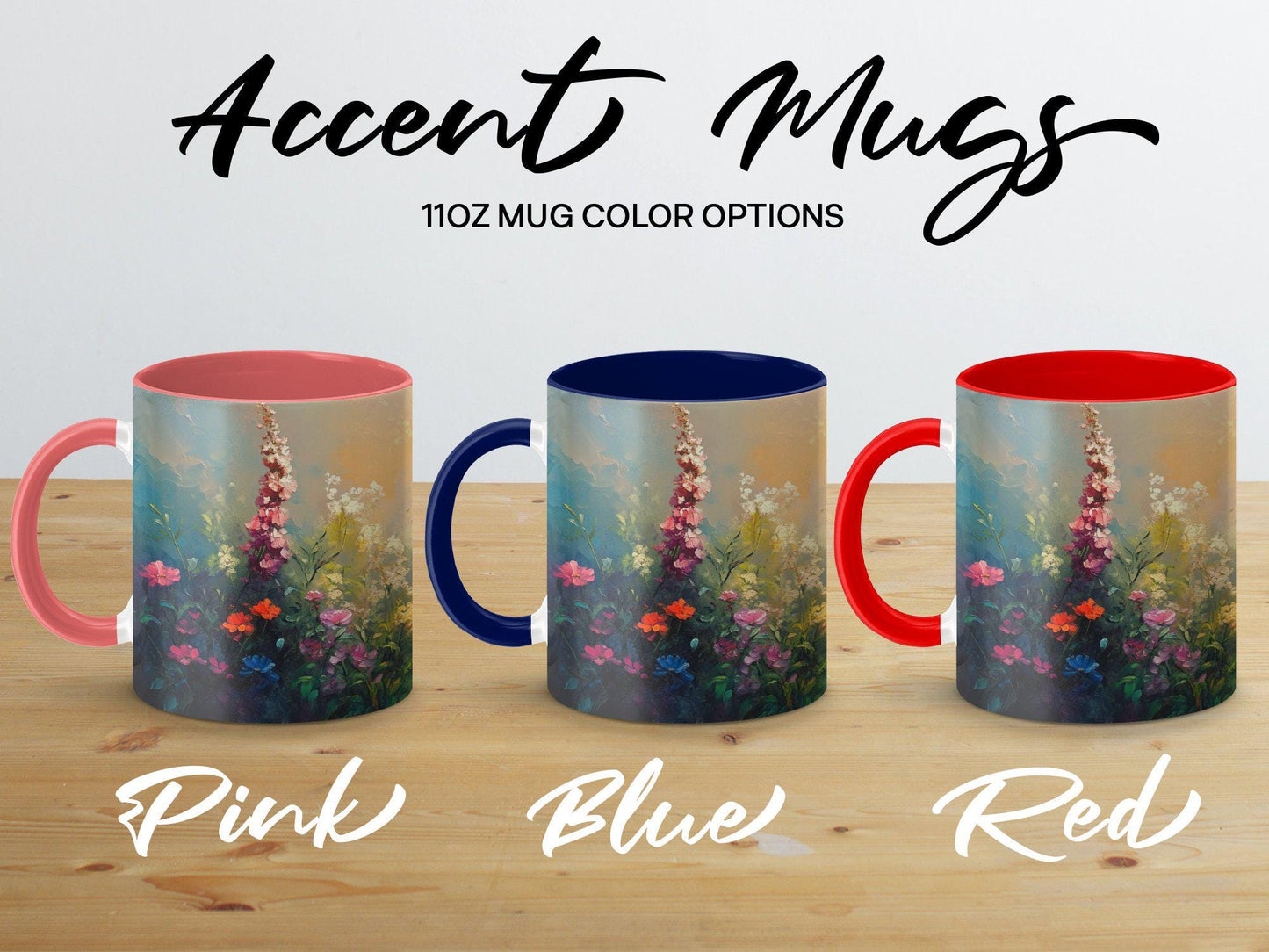 Colorful floral garden mug, Bright flower artwork mug, Vibrant nature inspired coffee mug, Unique artistic tea mug, Spring bloom cup