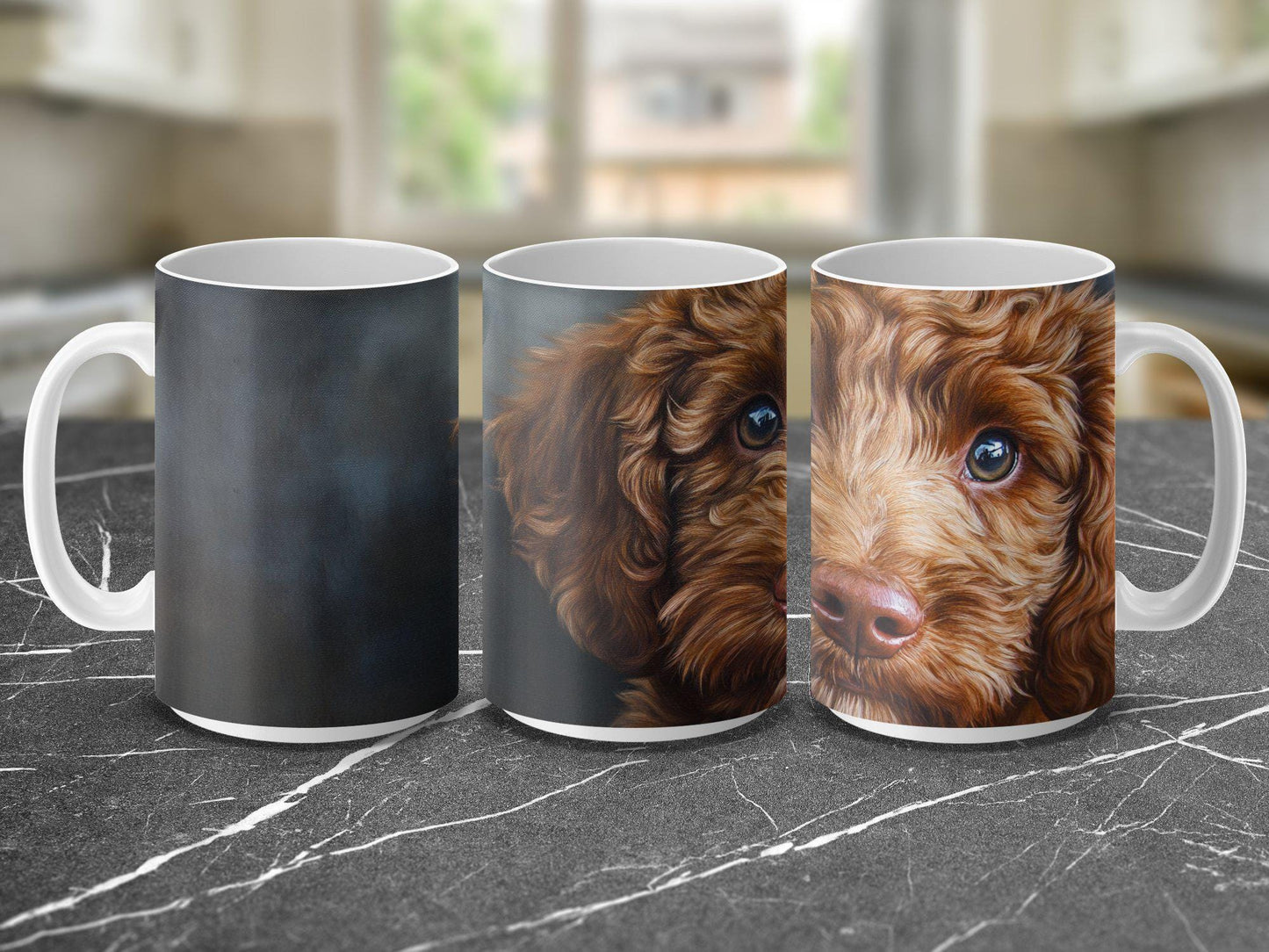 Cute Puppy Dog Art Mug, Adorable Brown Puppy Eyes Coffee Cup, Perfect Gift for Dog Lovers, Decorative Pet Lover Mug, Cute Dog Gift