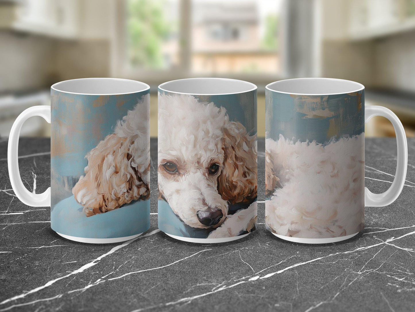 Cute Poodle Dog Painting Mug, Adorable Pet Art Coffee Cup, Animal Lover Gift, Handcrafted Dog Lover Mug, Cute Dog Design, 11oz Mug