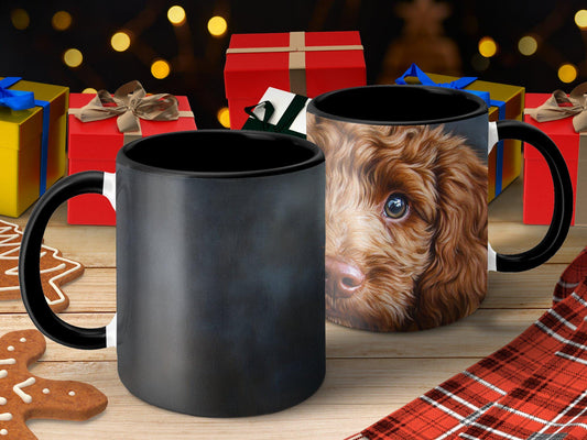 Cute Puppy Dog Art Mug, Adorable Brown Puppy Eyes Coffee Cup, Perfect Gift for Dog Lovers, Decorative Pet Lover Mug, Cute Dog Gift