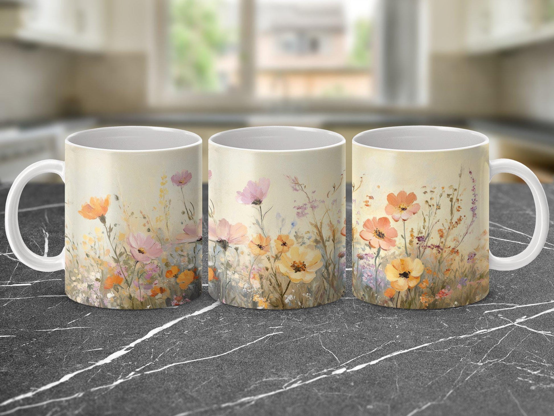 Colorful Floral Mug, Wildflower Coffee Cup, Artistic Garden Blooms, Unique Botanic Art, Nature Inspired Drinkware, Gift Idea