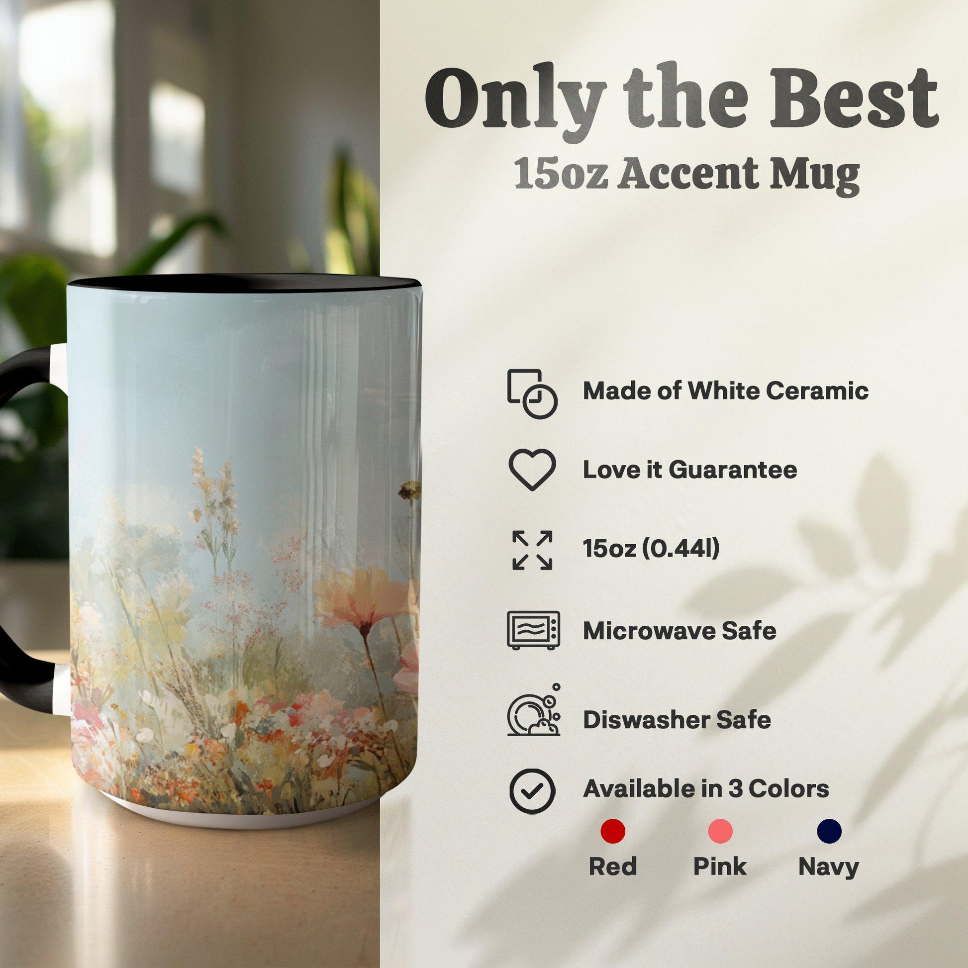 Floral Meadow Art Mug, Inspirational Flower Design, Springtime Blossoms, Nature Lover Gift, Morning Coffee Mug