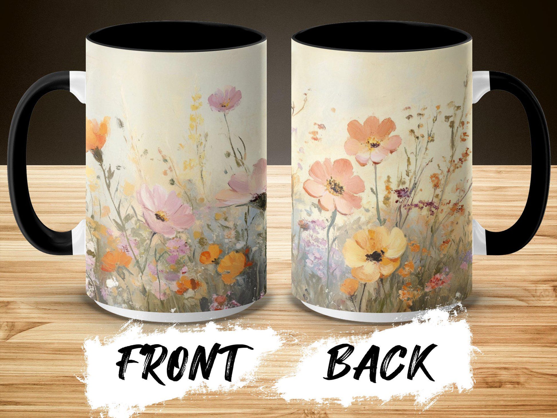 Colorful Floral Mug, Wildflower Coffee Cup, Artistic Garden Blooms, Unique Botanic Art, Nature Inspired Drinkware, Gift Idea