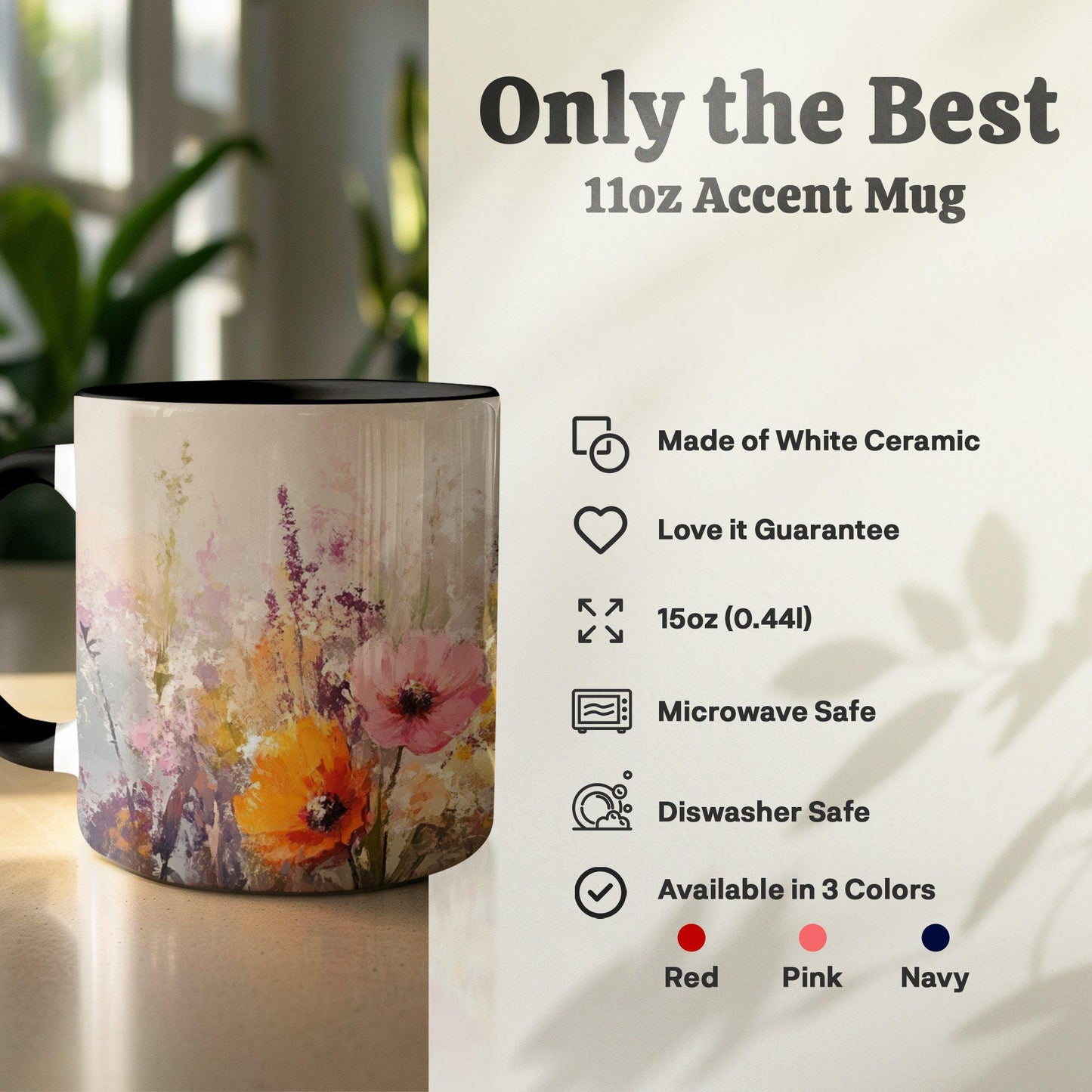 Colorful Floral Watercolor Mug, Artistic Flower Design Mug, Unique Gift for Art Lovers, Beautifully Painted Mug for Tea Coffee