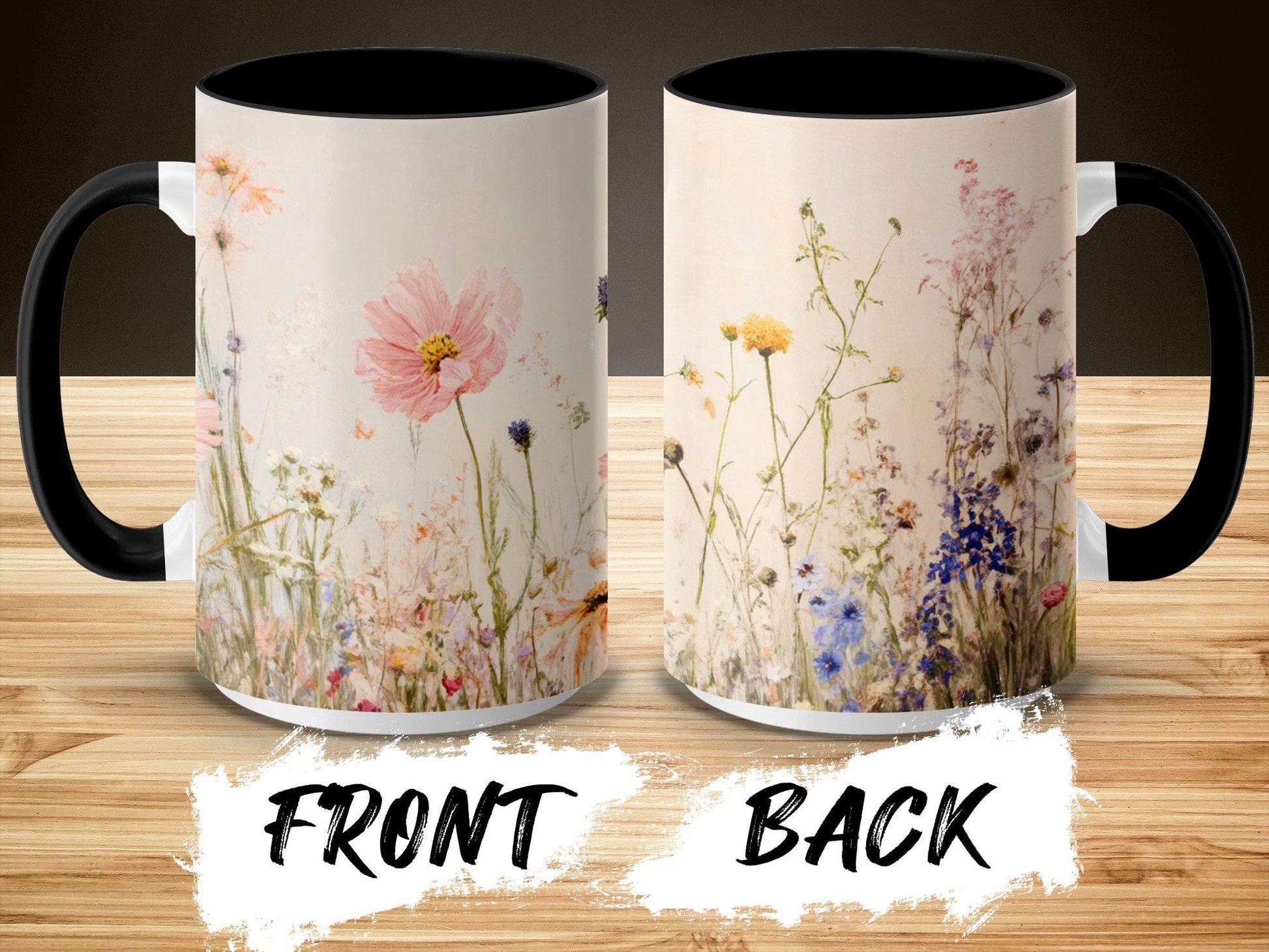 Floral Mug with Wildflowers Pastel Colors Cozy Tea Coffee Cup Gift for Nature Lovers Unique Handcrafted Drinkware Artful Design