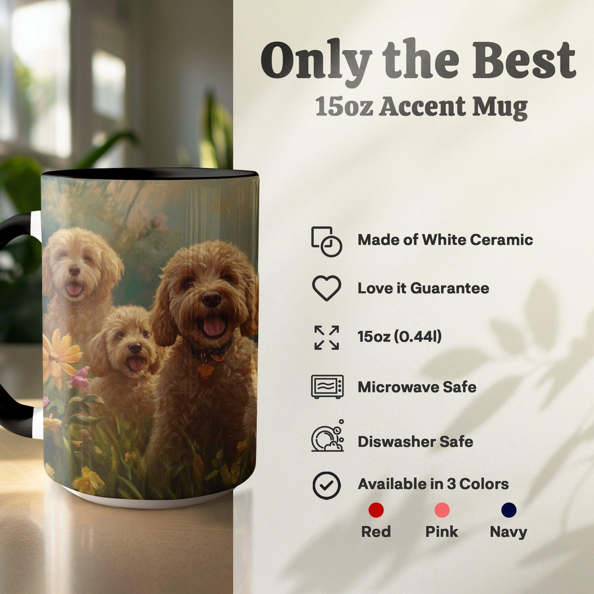 Cute Dogs in Flower Garden Mug, Dog Lovers Coffee Cup, Adorable Puppy Mugs, Perfect Gift for Pet Owners, Animal Themed Mug