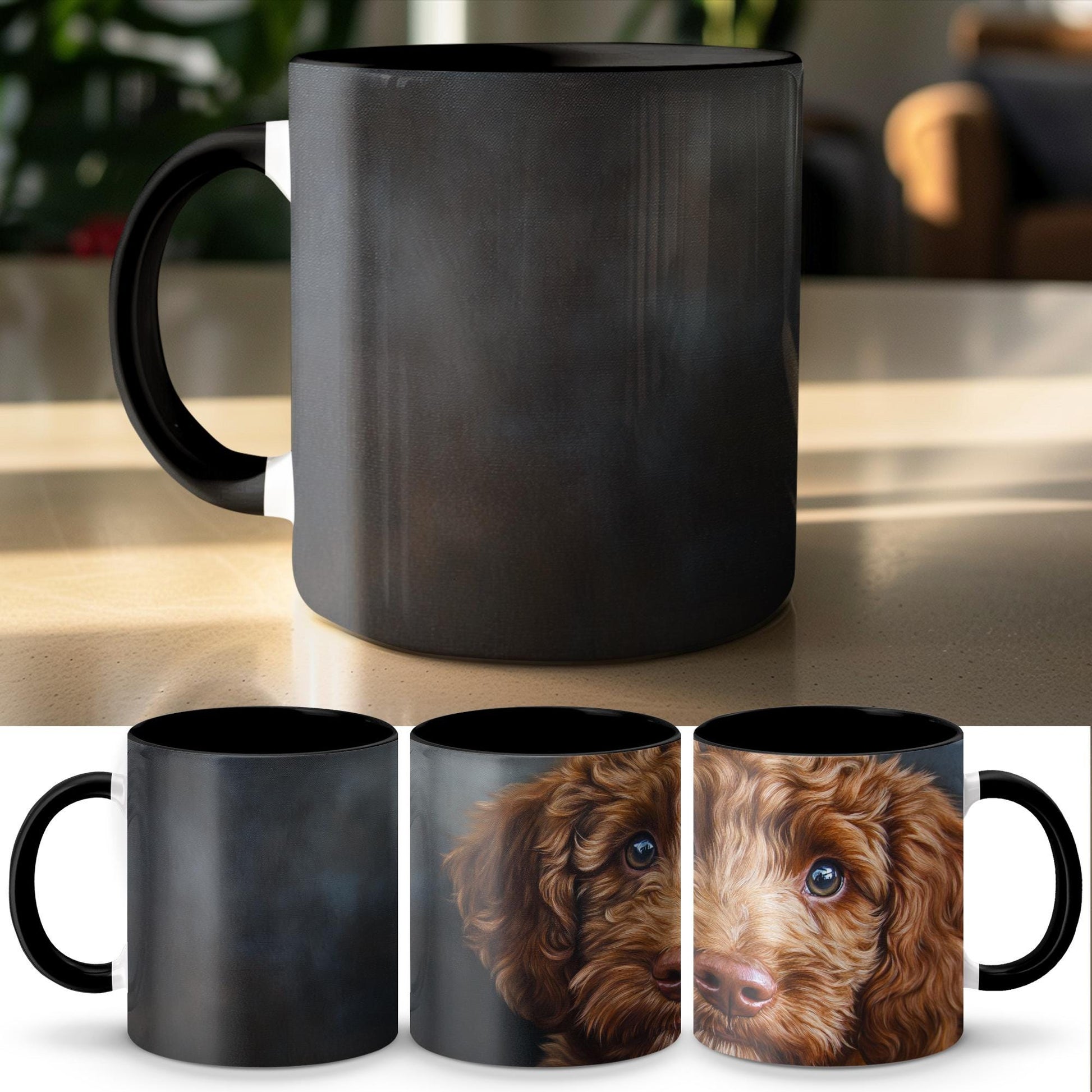 Cute Puppy Dog Art Mug, Adorable Brown Puppy Eyes Coffee Cup, Perfect Gift for Dog Lovers, Decorative Pet Lover Mug, Cute Dog Gift