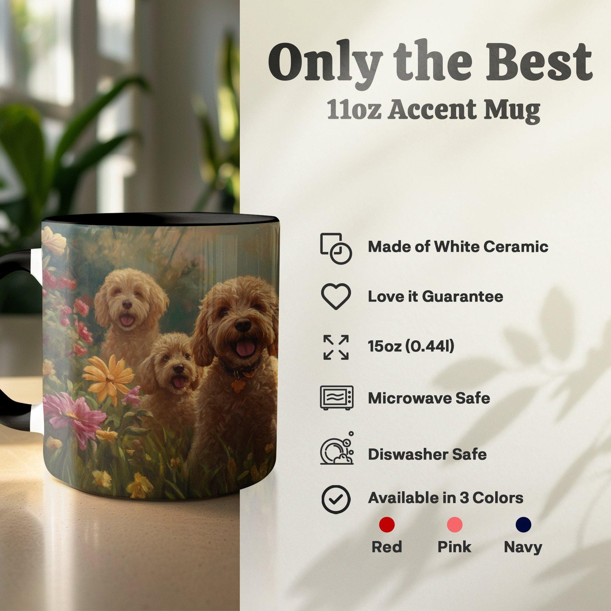 Cute Dogs in Flower Garden Mug, Dog Lovers Coffee Cup, Adorable Puppy Mugs, Perfect Gift for Pet Owners, Animal Themed Mug