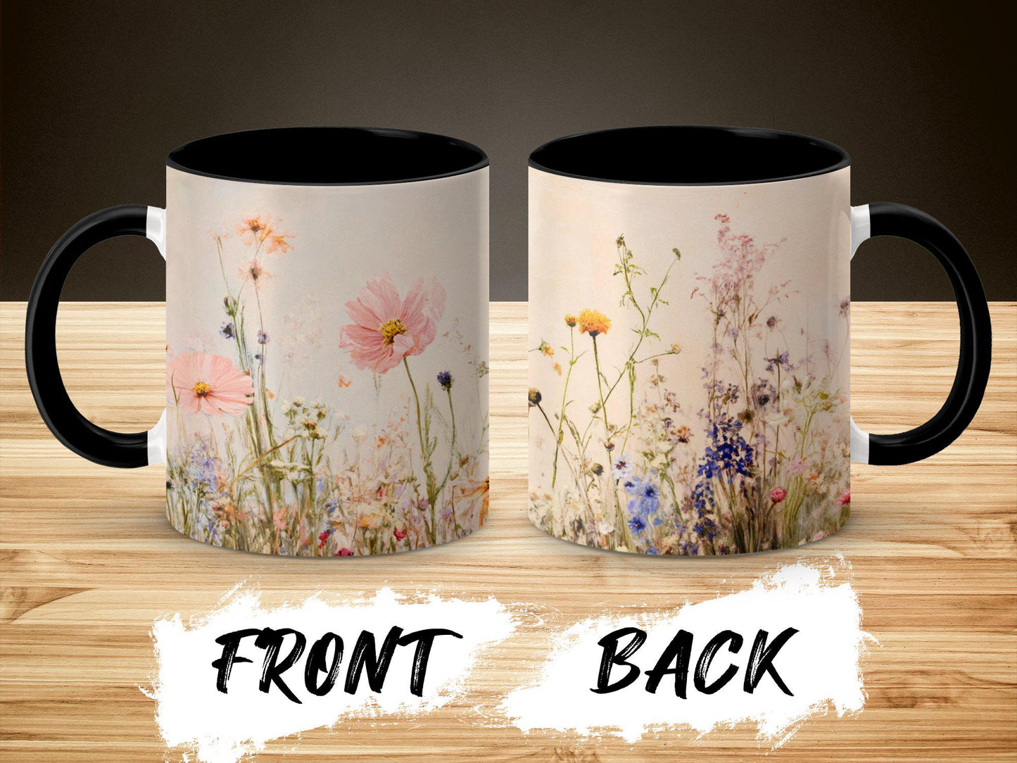 Floral Mug with Wildflowers Pastel Colors Cozy Tea Coffee Cup Gift for Nature Lovers Unique Handcrafted Drinkware Artful Design