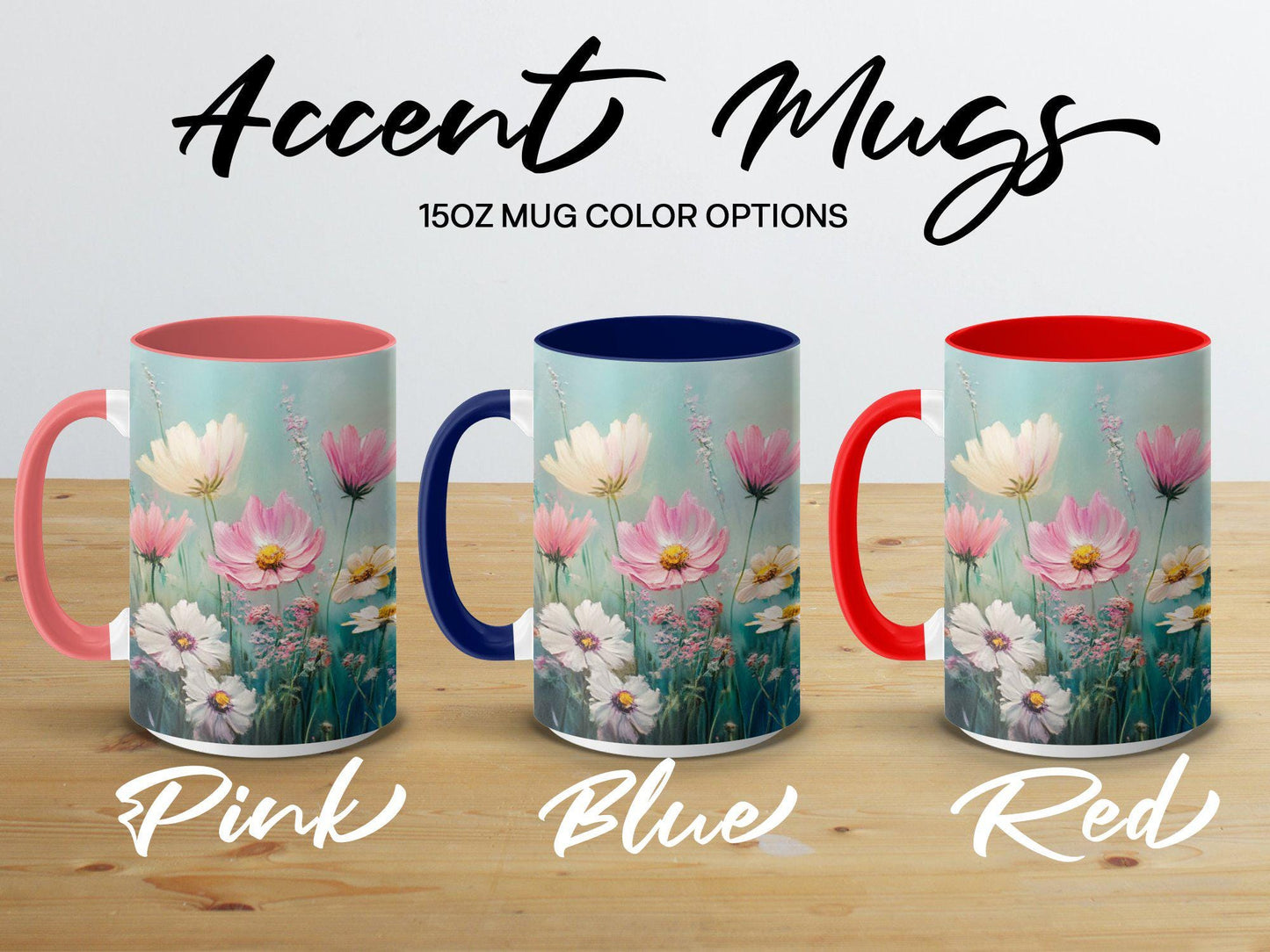 Beautiful floral mug, pastel wildflowers gift, colorful flower tea cup, artistic floral coffee mug, unique flower lover gift