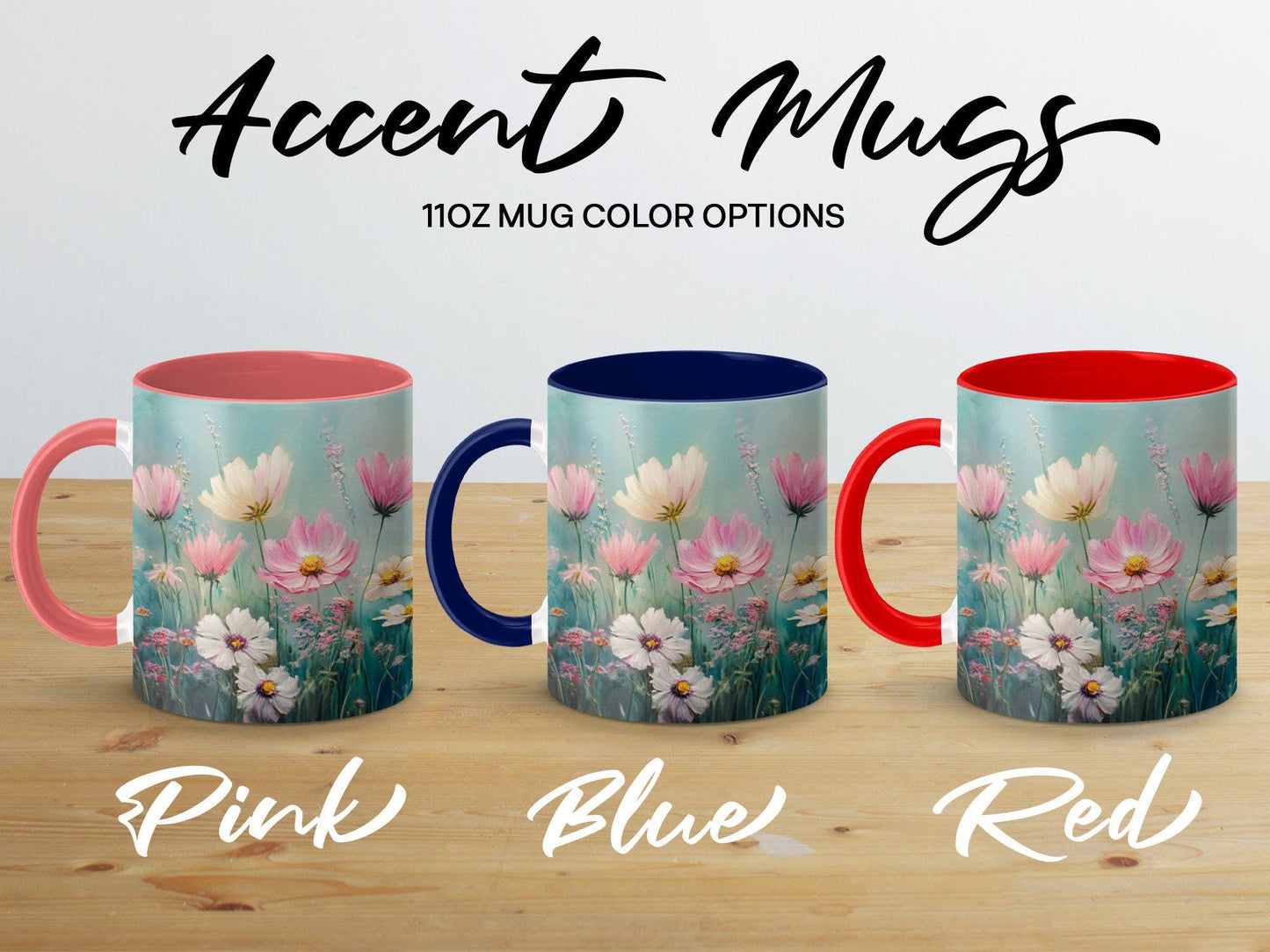 Beautiful floral mug, pastel wildflowers gift, colorful flower tea cup, artistic floral coffee mug, unique flower lover gift