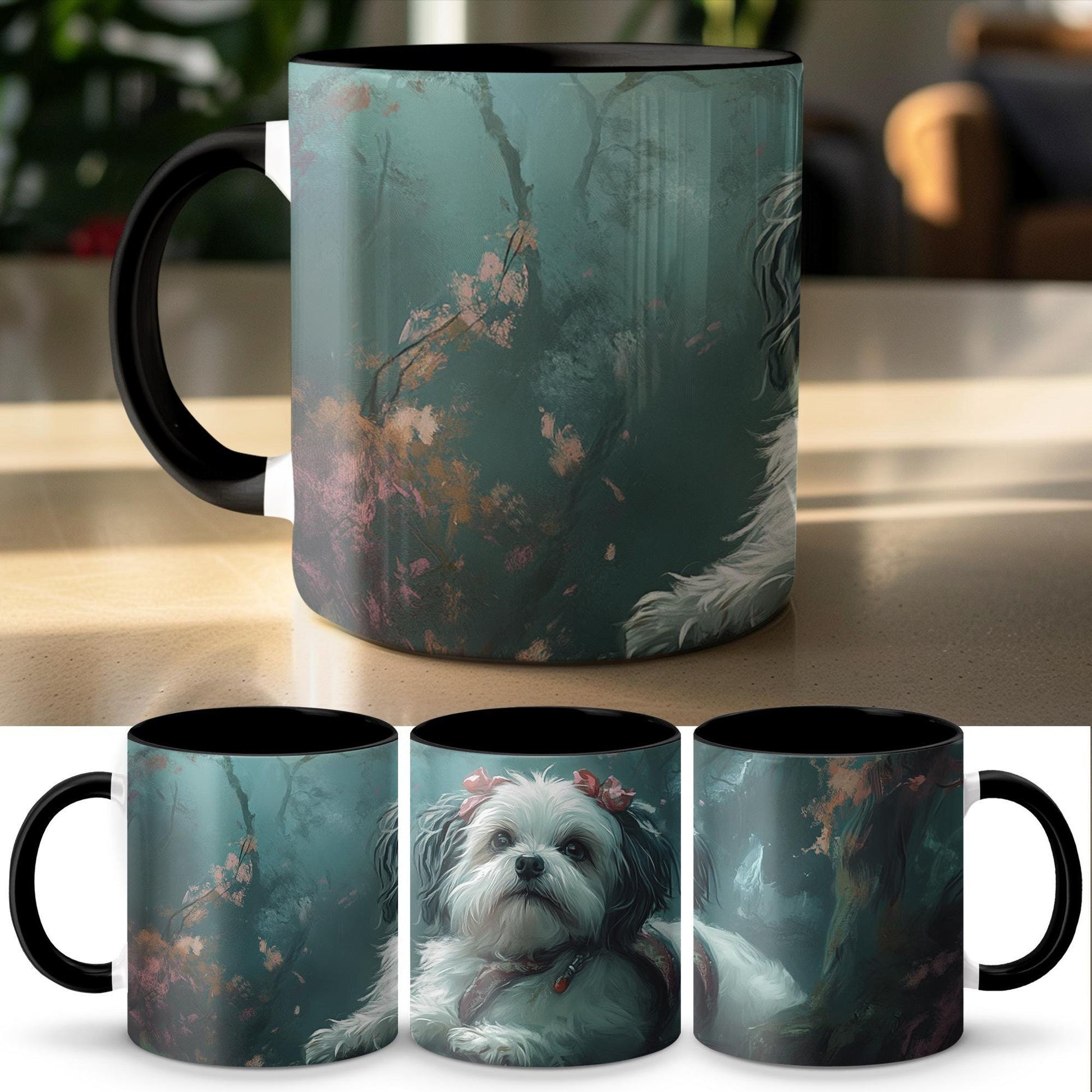 Cute Dog Art Mug, White Puppy Design Coffee Cup, Adorable Pet Art Print, Unique Dog Lover's Gift, Artistic Puppy Mug