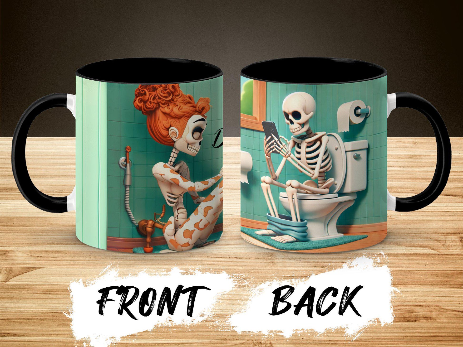 Funny Skeleton Mug, Doing Dad Shit Mug, Funny Skeleton Mug, Skeleton Playing on Phone, Unique Skeleton Coffee Cup, Accent Colors Mug