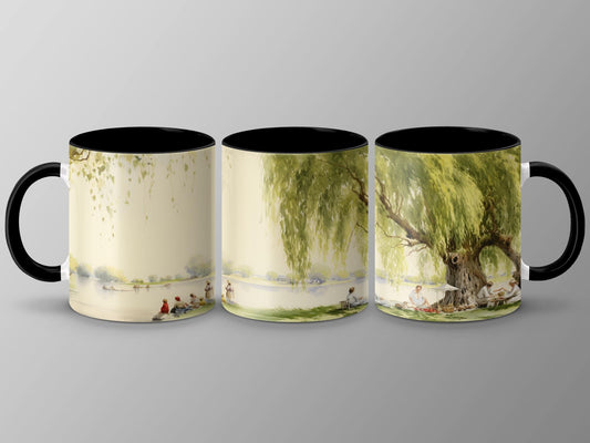 Watercolor Nature Mug Vintage Style Pastoral Scene Art Willow Tree Coffee Tea Lover Decorative Ceramic Gift Mug Nature Lover Anniversary