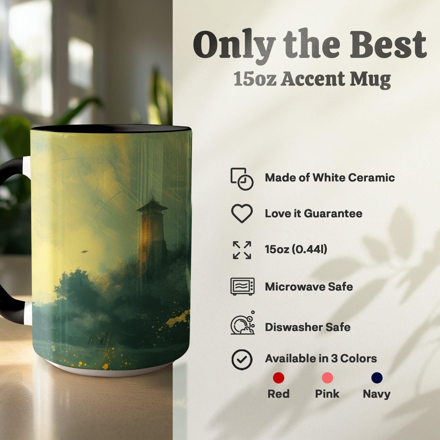 Romantic Watercolor Mug, Couple by Landscape Art, 11oz & 15oz Ceramic Mug, White or Accent Colors, Gift for Art Lovers