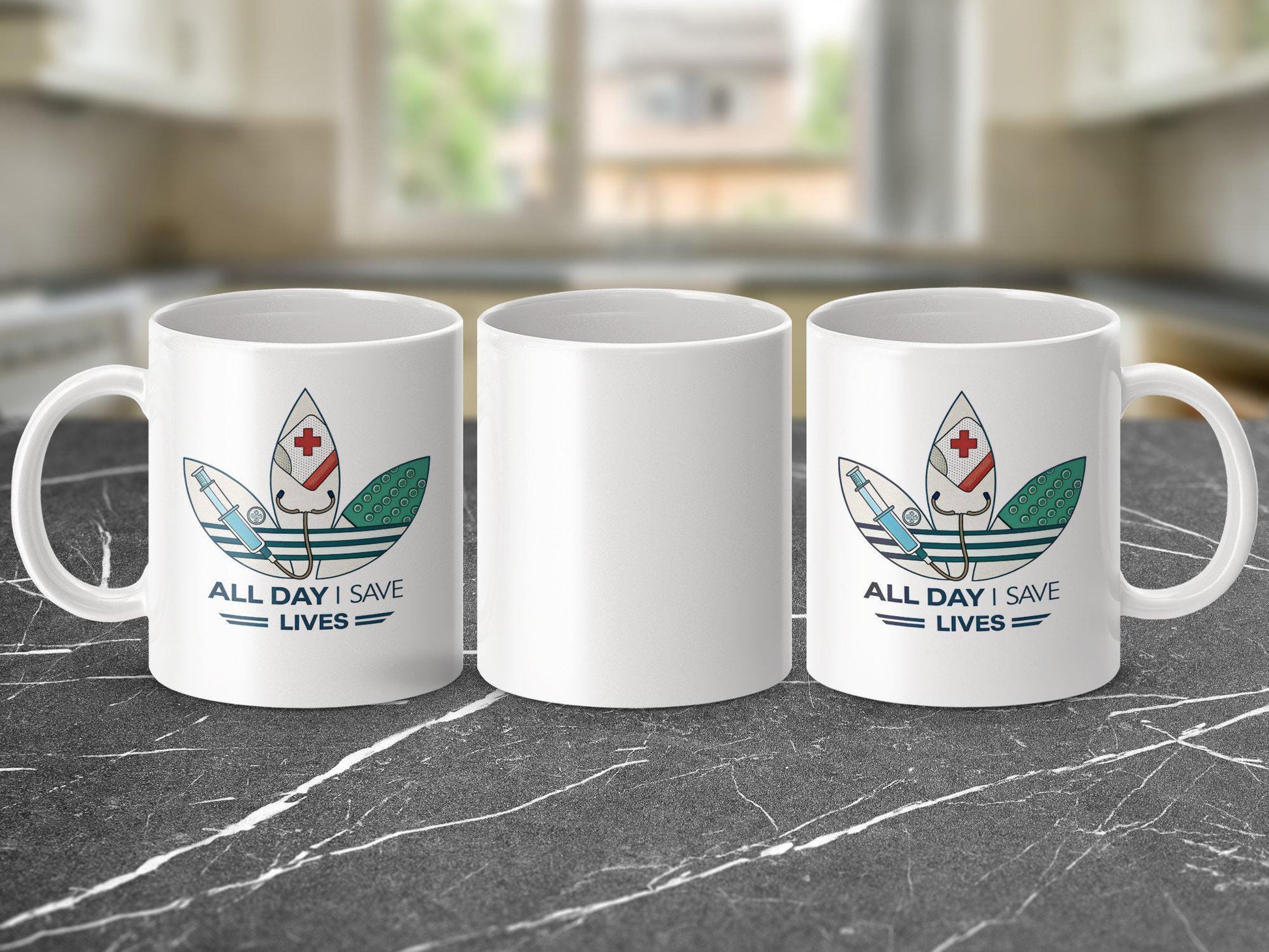 Medical Hero Mug - All Day I Save Lives Design, 11oz & 15oz Ceramic Mug, White or Accent Colors, Nurse Gift Idea