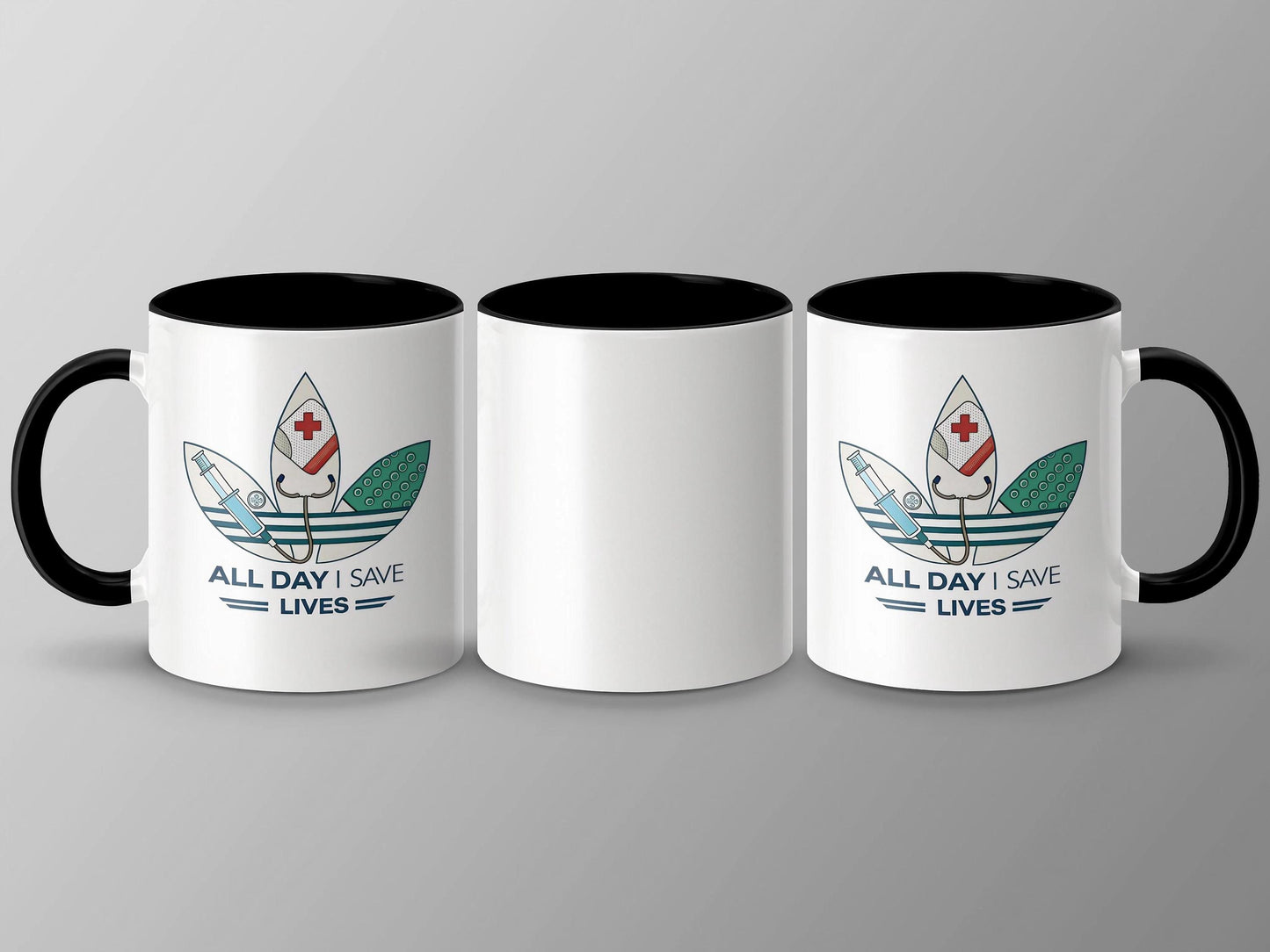 Medical Hero Mug - All Day I Save Lives Design, 11oz & 15oz Ceramic Mug, White or Accent Colors, Nurse Gift Idea