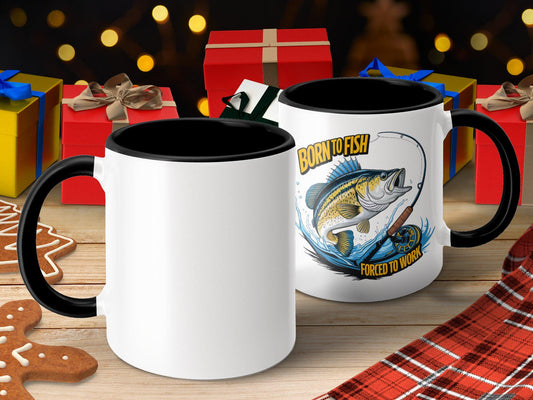 Funny Fishing Mug, Novelty Coffee Mug for Fishermen, Gift for Fishing Lovers, Perfect Fishing Mug for Work, Born to Fish, 11oz Mug