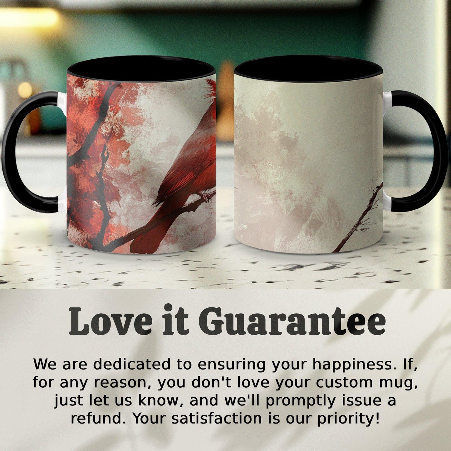 Beautiful Red Cardinal Mug, Nature Inspired Bird Artwork, Unique Gift For Bird Lovers, Artistic Coffee Mug, Tea Cup, Gift for Her Him