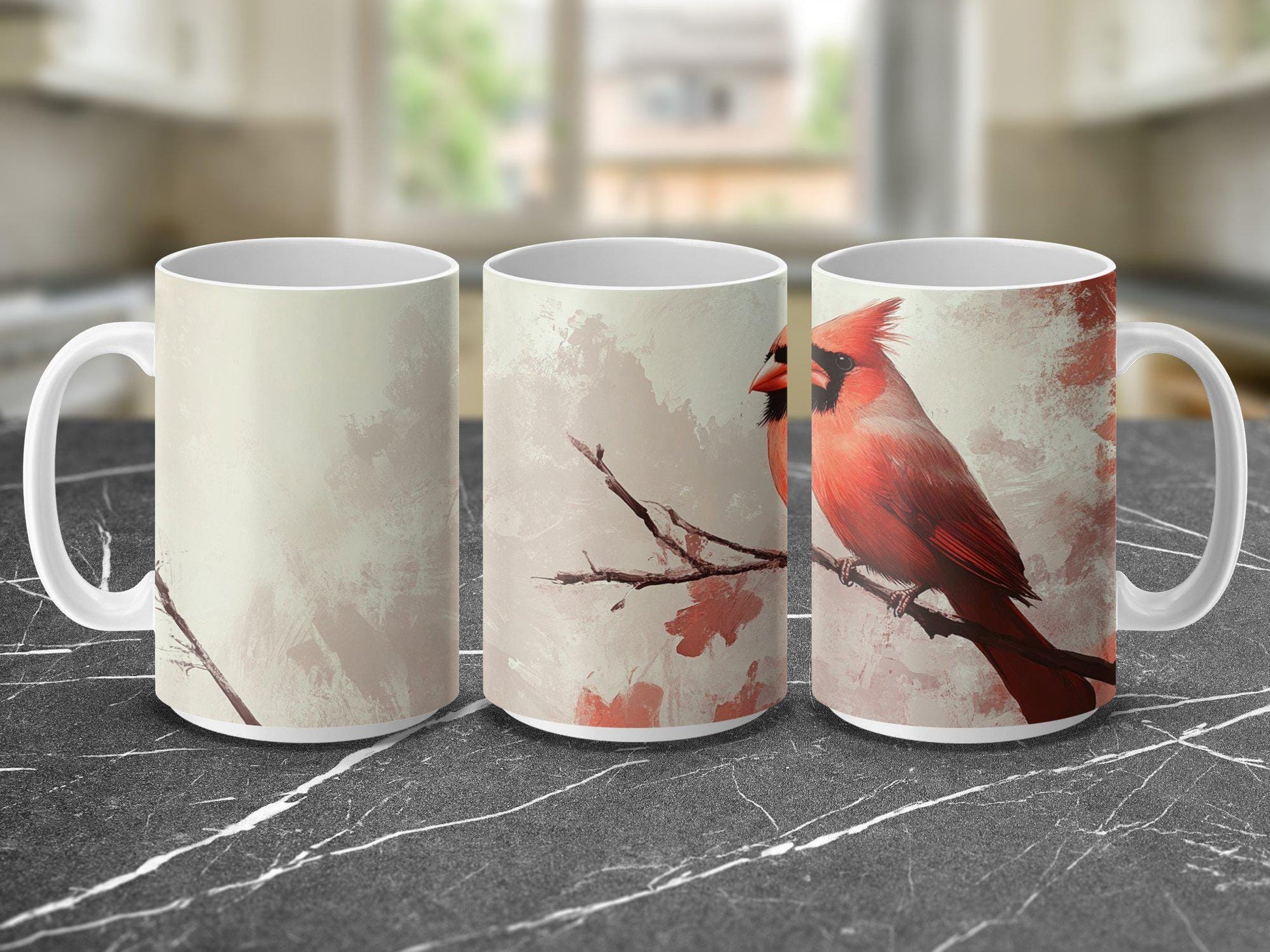 Beautiful Red Cardinal Mug, Nature Inspired Bird Artwork, Unique Gift For Bird Lovers, Artistic Coffee Mug, Tea Cup, Gift for Her Him