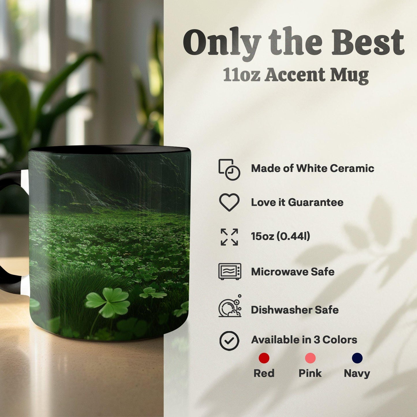 Enchanting Shamrock Mug Featuring Lush Green Clover Field Design Perfect for Morning Coffee Tea Gifts