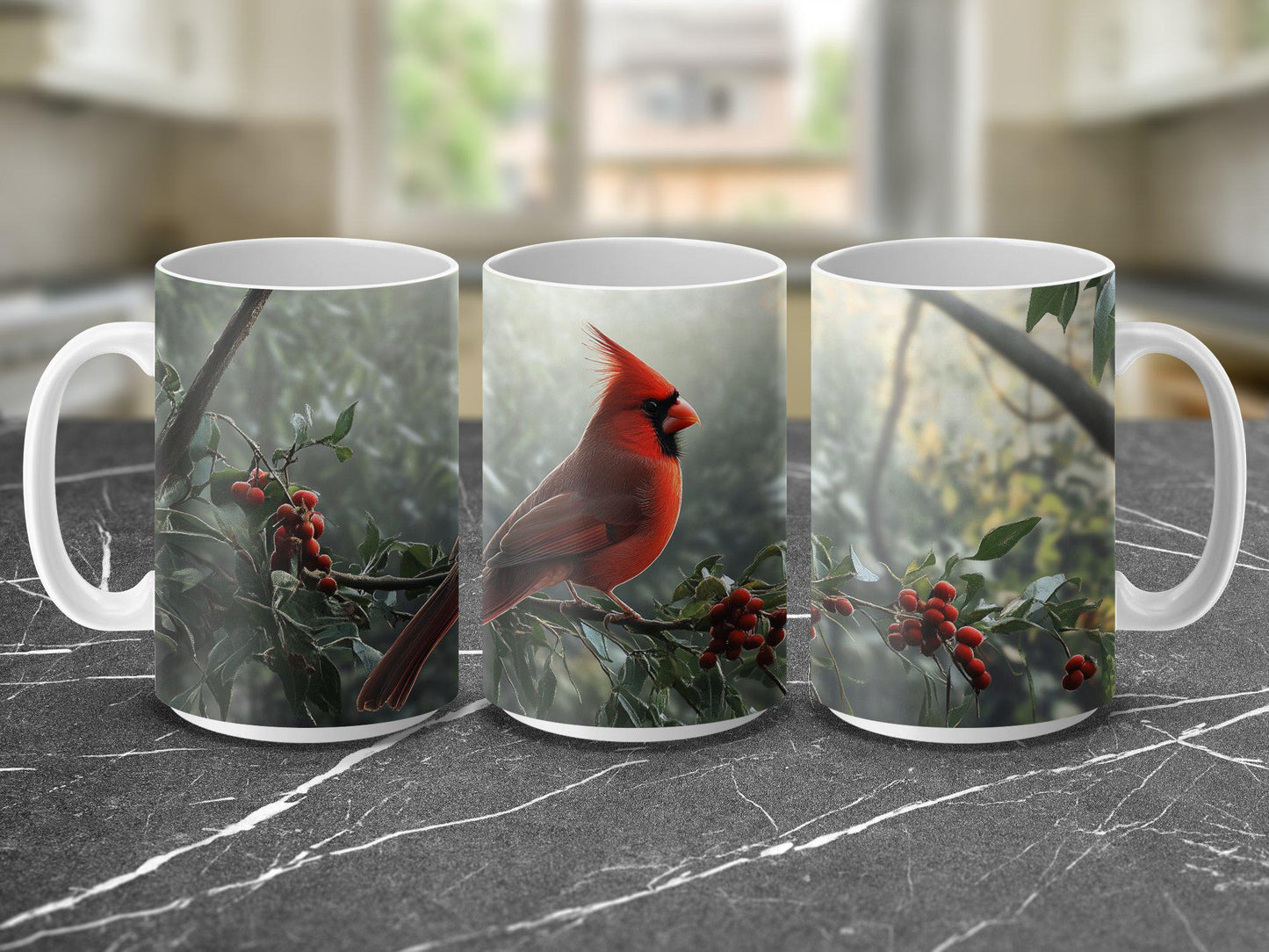 Cardinal Bird Mug, Nature Inspired Coffee Cup, Red Bird Mug, Wildlife Art Mug, Bird Lover Gift, Unique Coffee Mug, Scenic Bird Mug