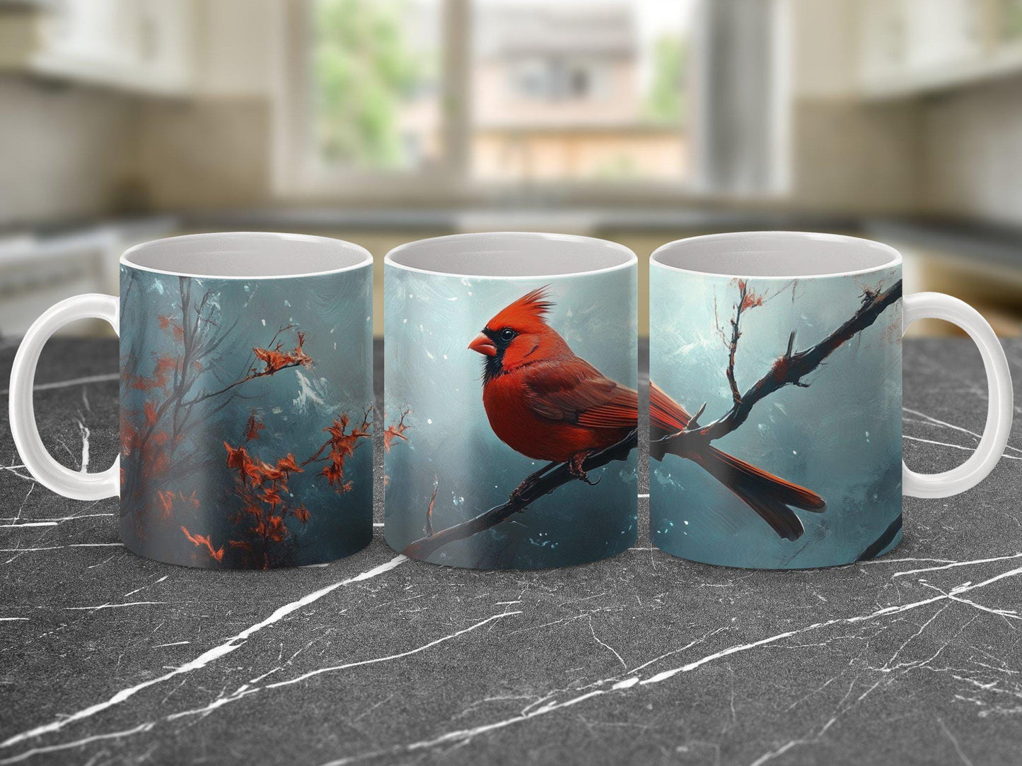 Cardinal Bird Mug, Cute Bird Coffee Cup, Red Bird Art Mug, Nature Lover's Mug, Birdwatching Gift Mug, Unique Bird Lover's Cup