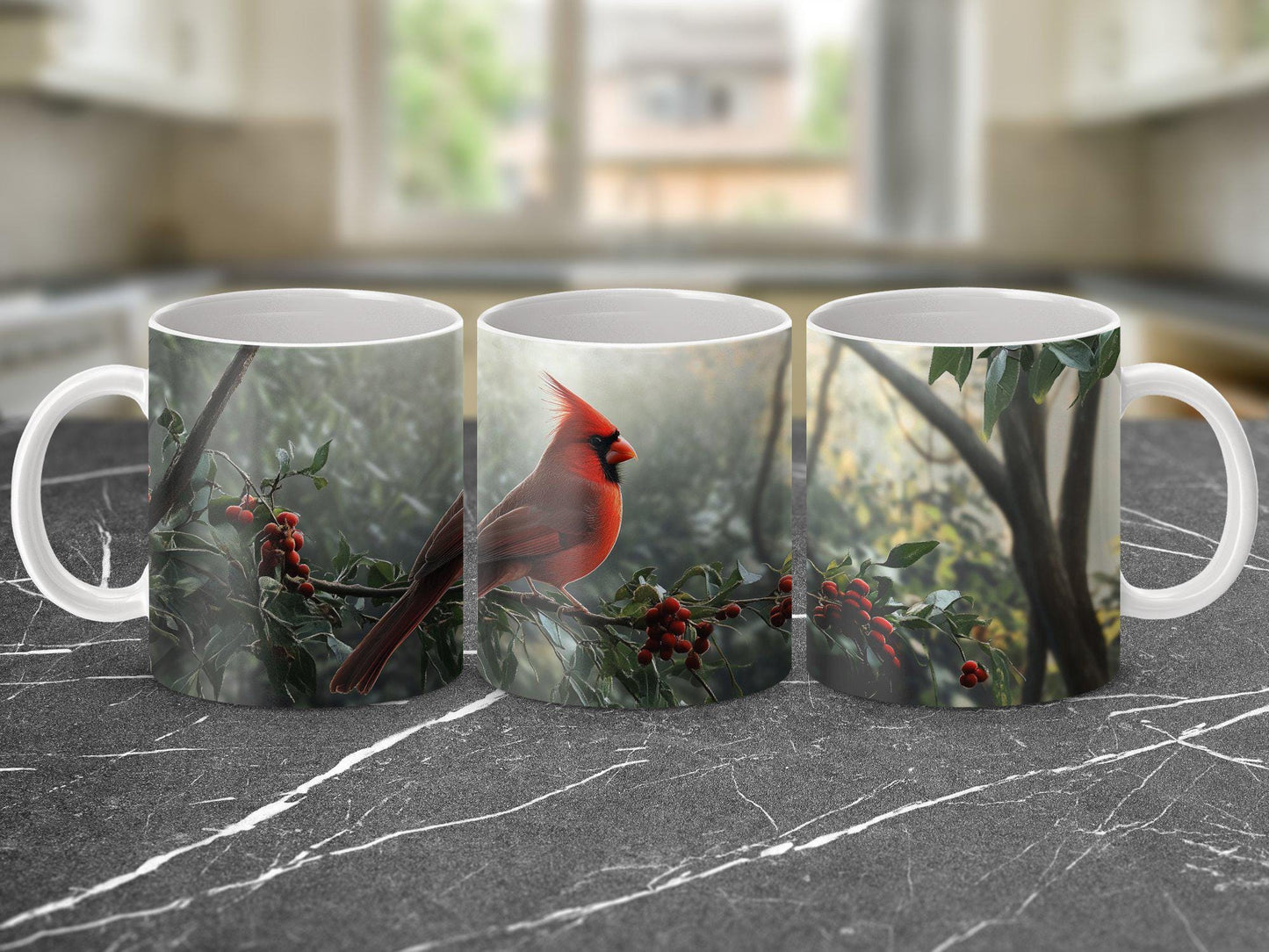 Cardinal Bird Mug, Nature Inspired Coffee Cup, Red Bird Mug, Wildlife Art Mug, Bird Lover Gift, Unique Coffee Mug, Scenic Bird Mug