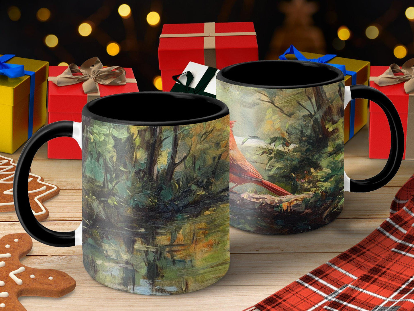 Cardinal Bird Painting Mug, Nature Art Mug, Woodland Scene Cup, Bird Lover Gift, Cardinal Art Coffee Mug, Wildlife Forest Scene Mug