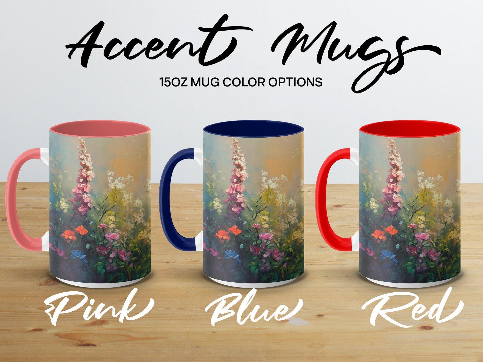 Colorful floral garden mug, Bright flower artwork mug, Vibrant nature inspired coffee mug, Unique artistic tea mug, Spring bloom cup