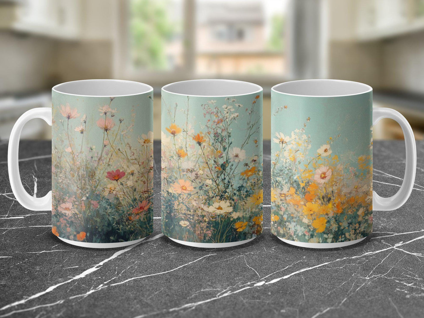 Floral Mug, Botanical Mug, Wildflowers Coffee Cup, Artistic Flower Mug, Nature Inspired Drinkware, Colorful Floral Mug for Tea or Coffee